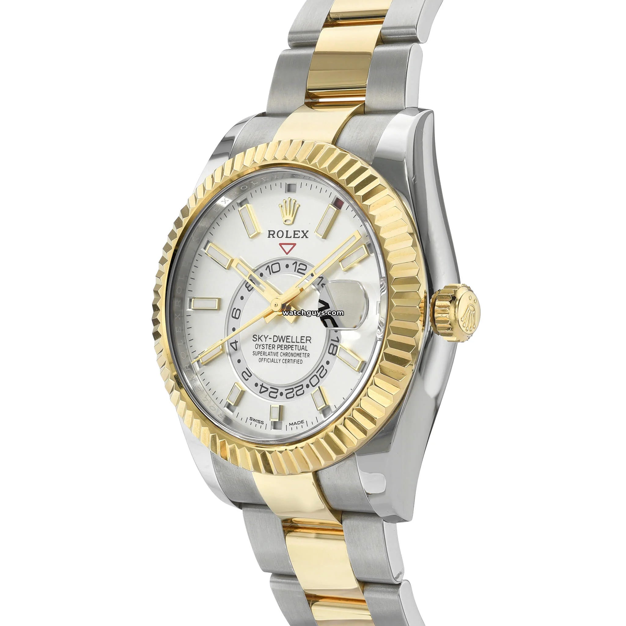 Rolex Sky-Dweller 326933 Stainless Steel Watch with White Dial & Oyster Bracelet - Luxury Timepiece for Travelers & Business Professionals