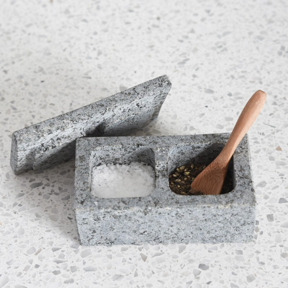 Premium Granite Salt and Pepper Pinch Pot - Durable & Stylish Kitchen Spice Shaker for Cooking, Baking & Tabletop Seasoning