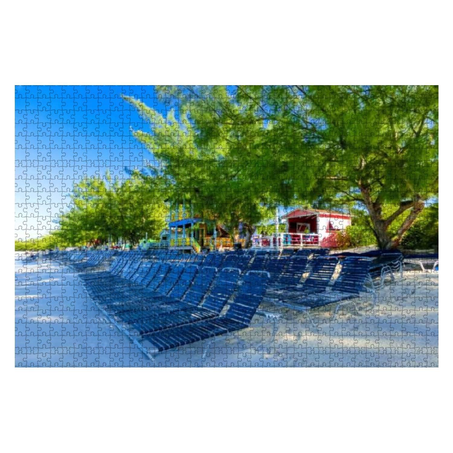 1000-Piece Wooden Jigsaw Puzzle - Colorful Tropical Cabanas & Beach Shelters at Half Moon Cay | Educational Puzzle Game for Kids & Adults | Stress Relief & Family Bonding Activity | Perfect for Home Decor, Gifts, and Relaxation
