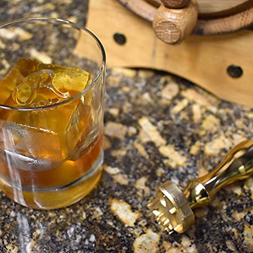 Custom Monogram Ice Cube Stamp - Personalized Brass Ice Branding Tool with Removable Head (1