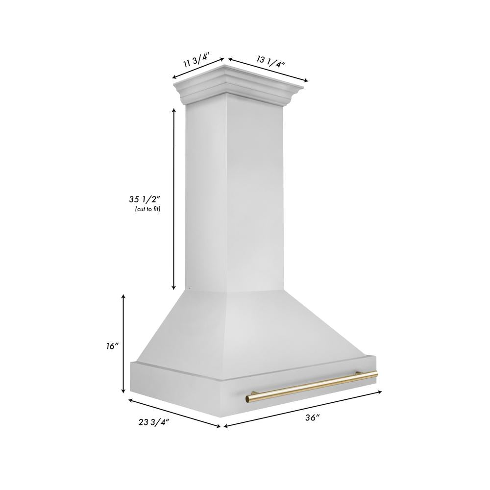 ZLINE Autograph Edition 36-inch Stainless Steel Dual Fuel Range Kitchen Package with Range Hood, Dishwasher & Refrigerator - External Water Dispenser & Polished Gold Accents (4AKPR RARHDWM36 G) | Premium Kitchen Appliances for Modern Homes & Professional Chefs