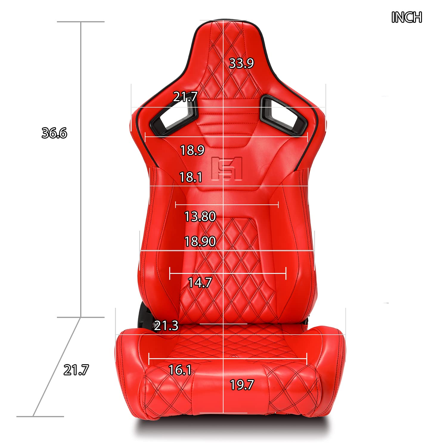 Universal ALL Red Carbon Fiber Style PVC Leather Racing Seats - 1 Pair Reclinable Bucket Seats for Cars, Trucks & SUVs | Lightweight & Durable for Street Racing & Performance Driving
