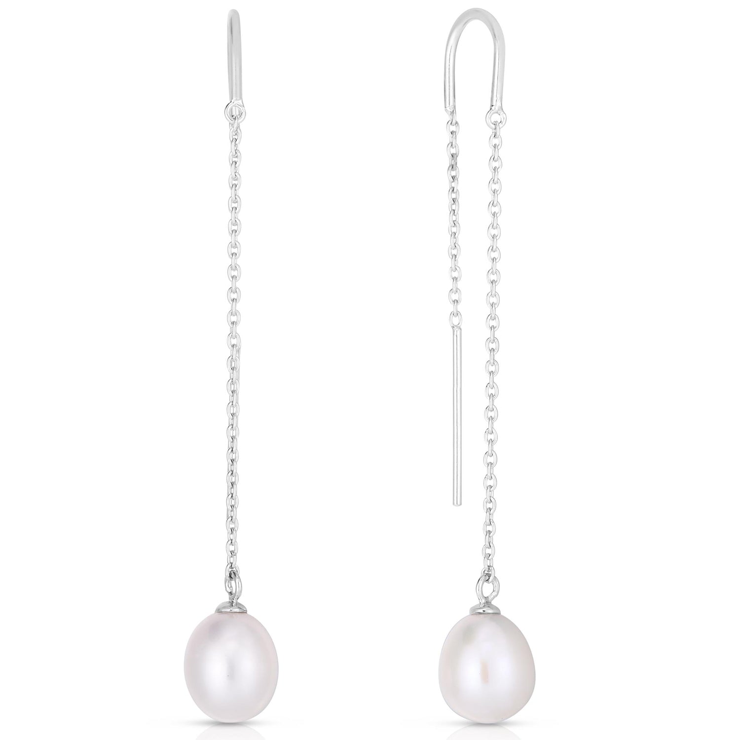 Elegant Pearl Dangle Earrings for Women - Classic White Freshwater Pearl Drop Earrings | Perfect for Weddings, Parties & Special Occasions