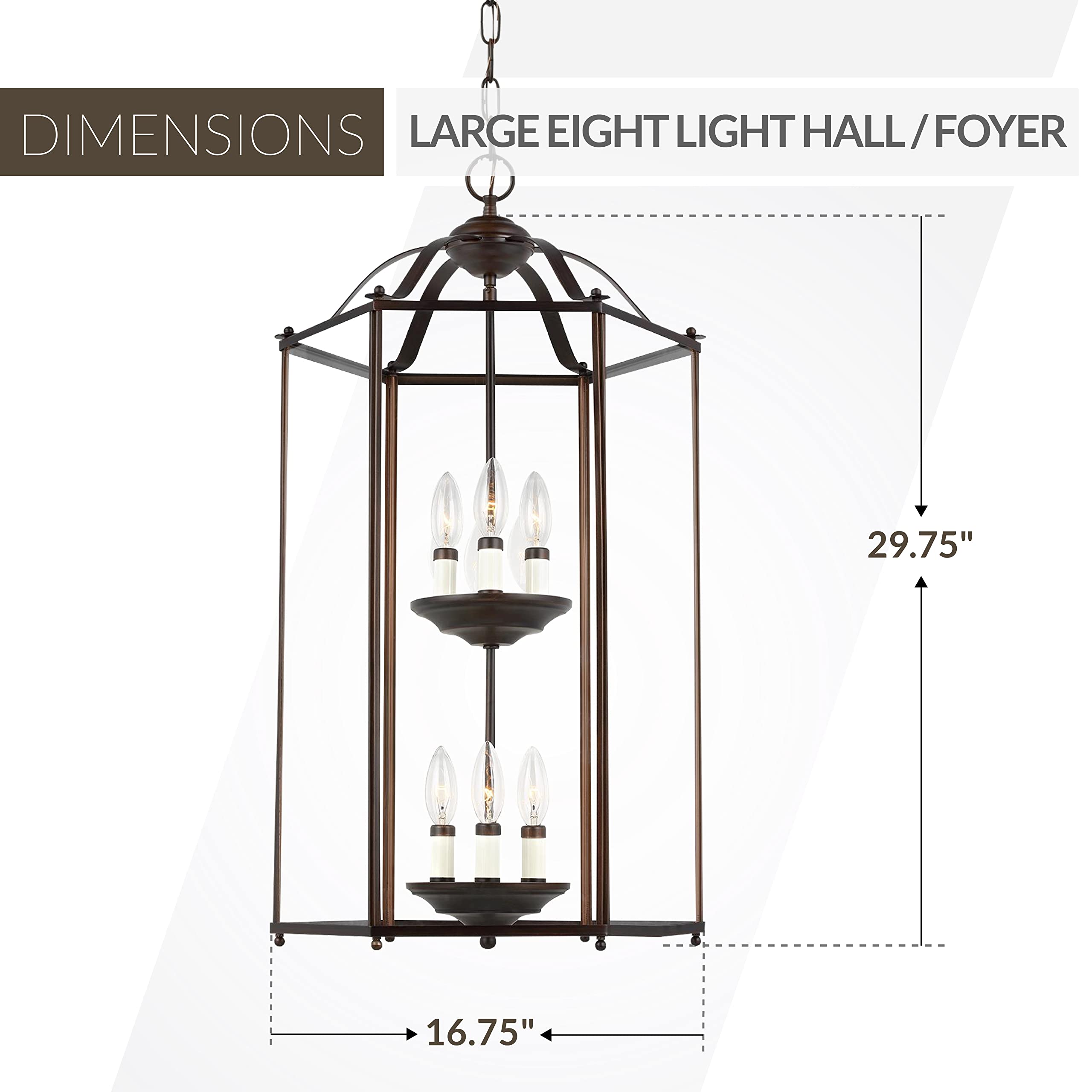 Generation Lighting 5233-710 Bretton Modern 6-Light Bronze Chandelier - Elegant Hallway & Foyer Hanging Fixture for Entryway, Dining Room & Living Room Lighting