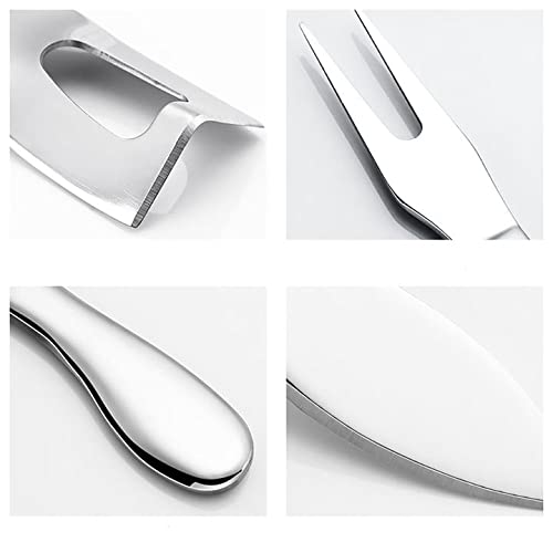 Premium Stainless Steel Cheese Knife Set with Fork Slicer & Cutters - Black Cheese Tools Collection for Parties, Charcuterie Boards & Gourmet Entertaining