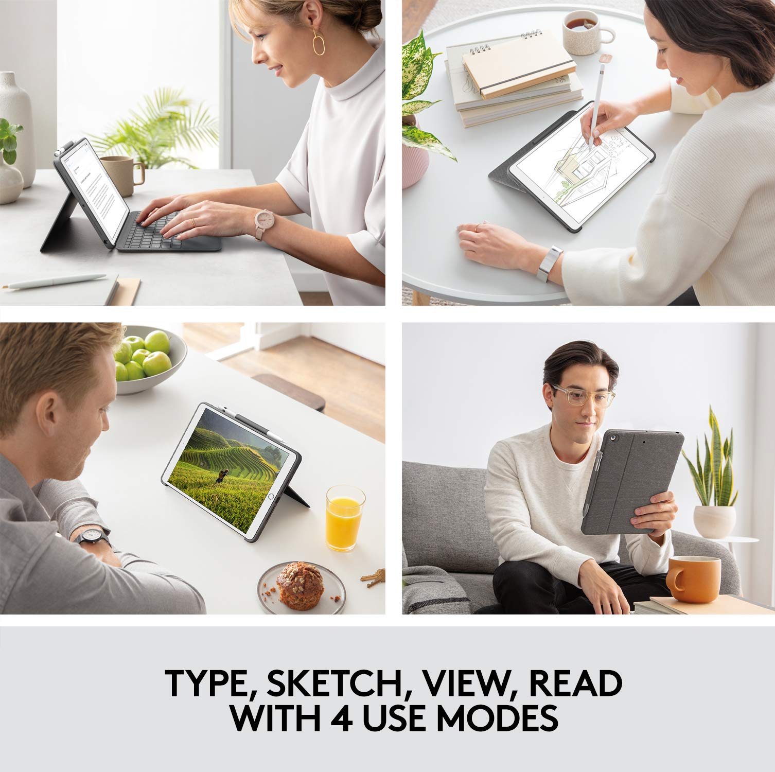 Logitech Combo Touch Keyboard Case with Trackpad for iPad 7th/8th/9th Gen - Wireless Smart Connector Technology - Graphite - Perfect for Work, Study & Creative Projects