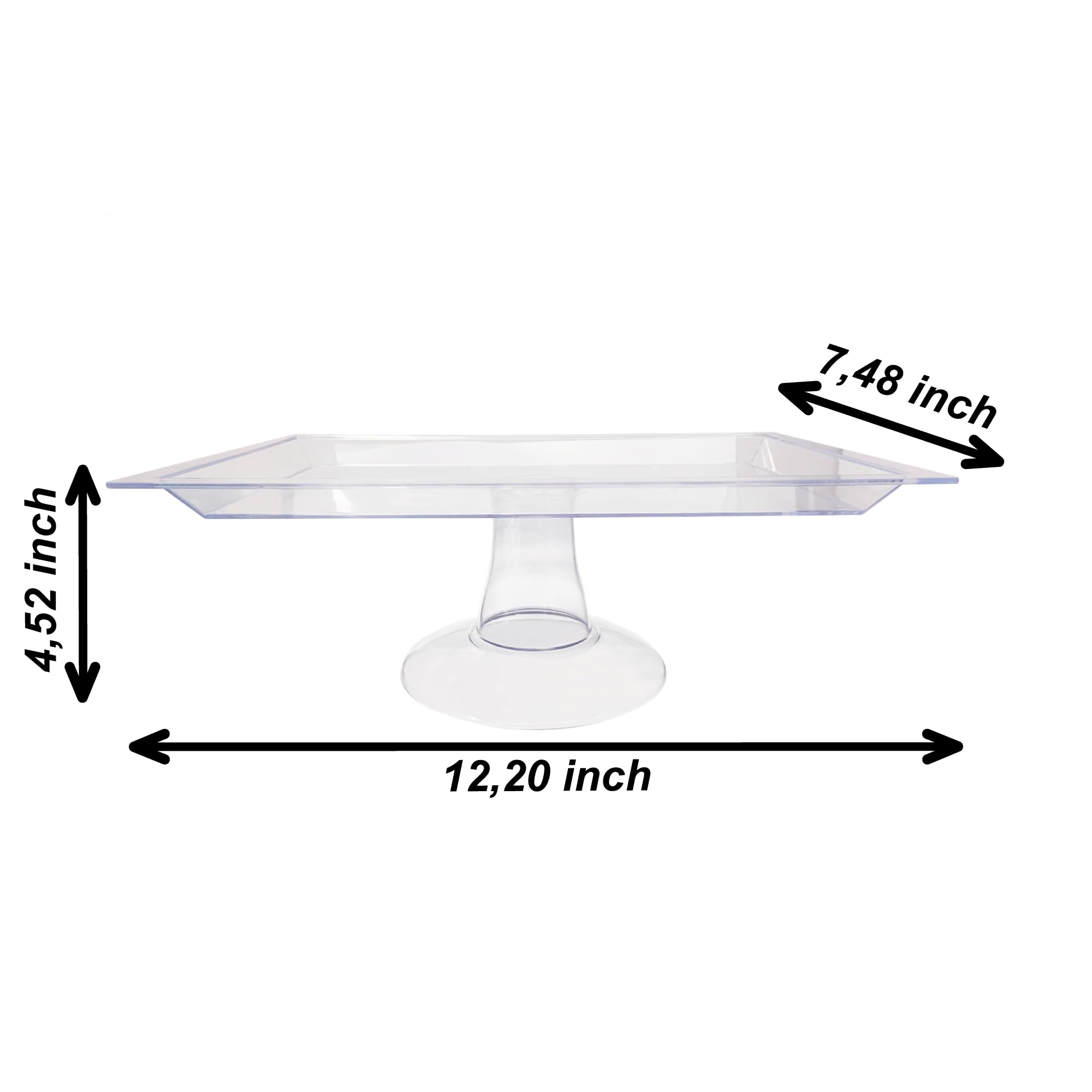 Clear Acrylic Rectangular Serving Tray with Base - Versatile Candy Tray, Cupcake Stand, Bathroom Organizer & Home Decor for Parties, Kitchen, Vanity Display