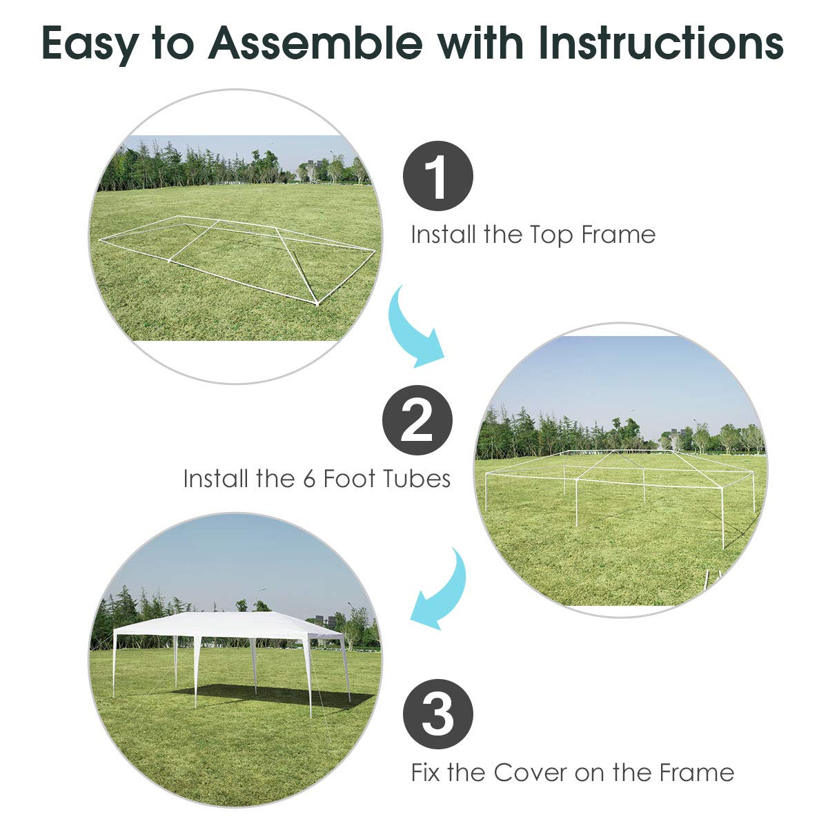ARLIME Outdoor Awning Tent - Large Gazebo Canopy with Sturdy Steel Frame, Easy Setup Sun Shade Shelter for Patio, Backyard, Camping & Commercial Use | Lightweight & Portable Rain Protection for Parties, Picnics, Beach & Events