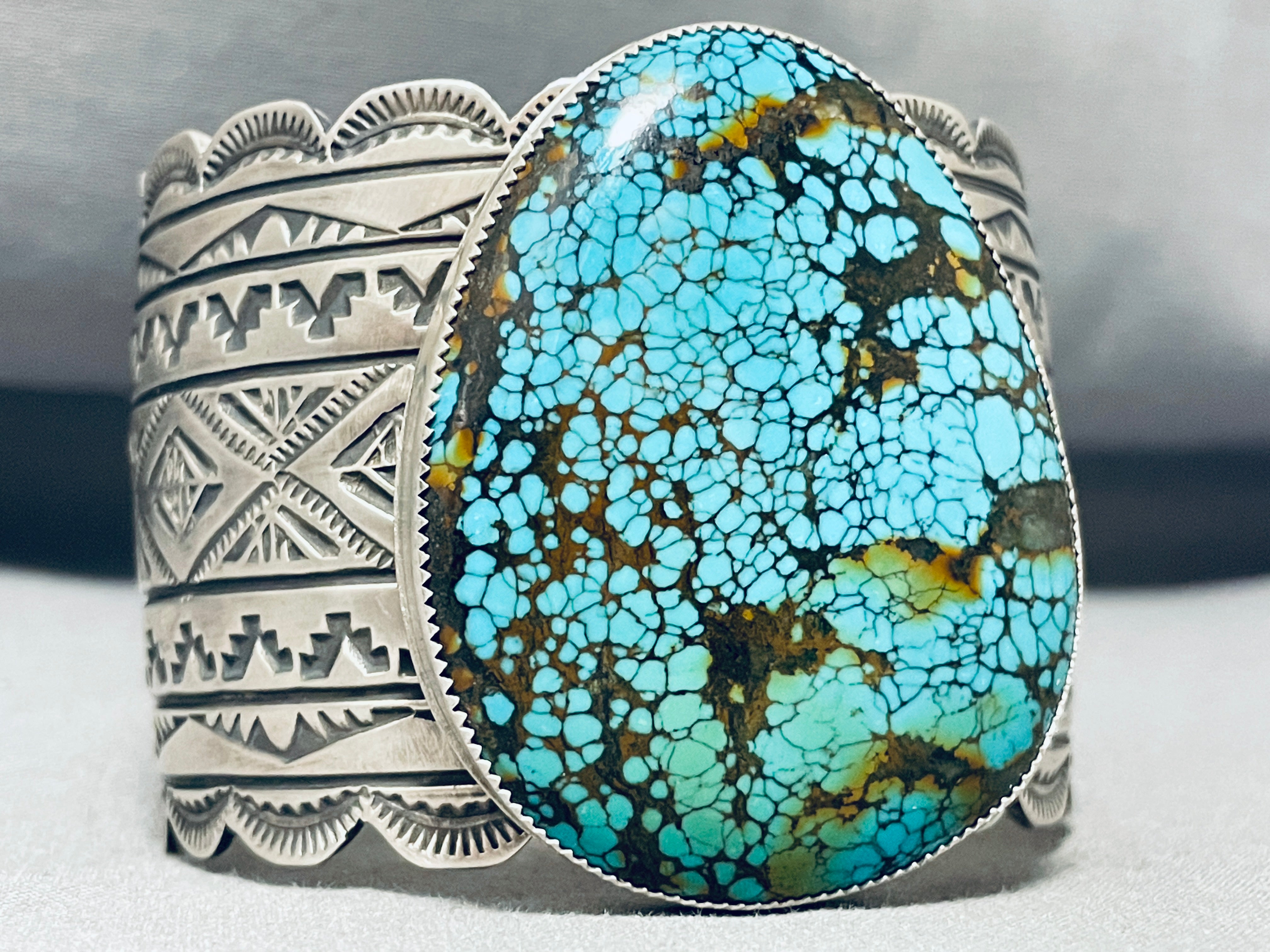 100+ Gram Authentic Native American Navajo Spiderweb Turquoise Sterling Silver Bracelet - Handmade Jewelry for Women, Boho Chic Accessories, Spiritual Healing & Gift Giving