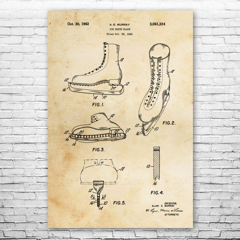 Vintage Figure Skate Poster Print - 8x10 Inch Ice Skating Art, Skating Wall Decor & Gift for Skaters - Perfect for Ice Rink, Bedroom, or Sports Themed Room Decor