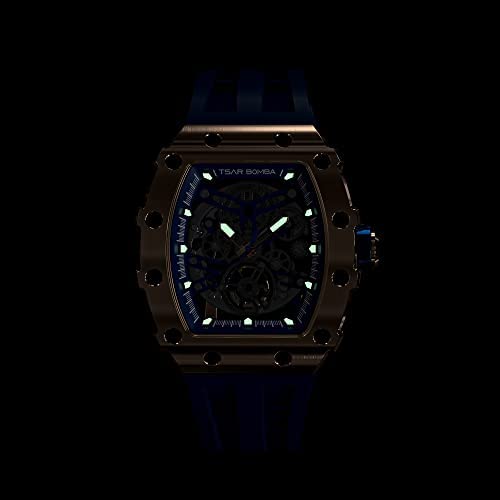 Luxury Men's Automatic Mechanical Watch - 50M Waterproof Japanese Movement Square Wristwatch with Fluorine Rubber Strap & Luminous Dial - Elegant Gift for Him - Perfect for Business, Formal Events & Everyday Wear