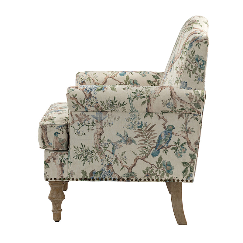Raphael Farmhouse Armchair with Wooden Legs - Sturdy Frame Accent Chair for Living Room, Bedroom & Office (Multiple Styles Available)
