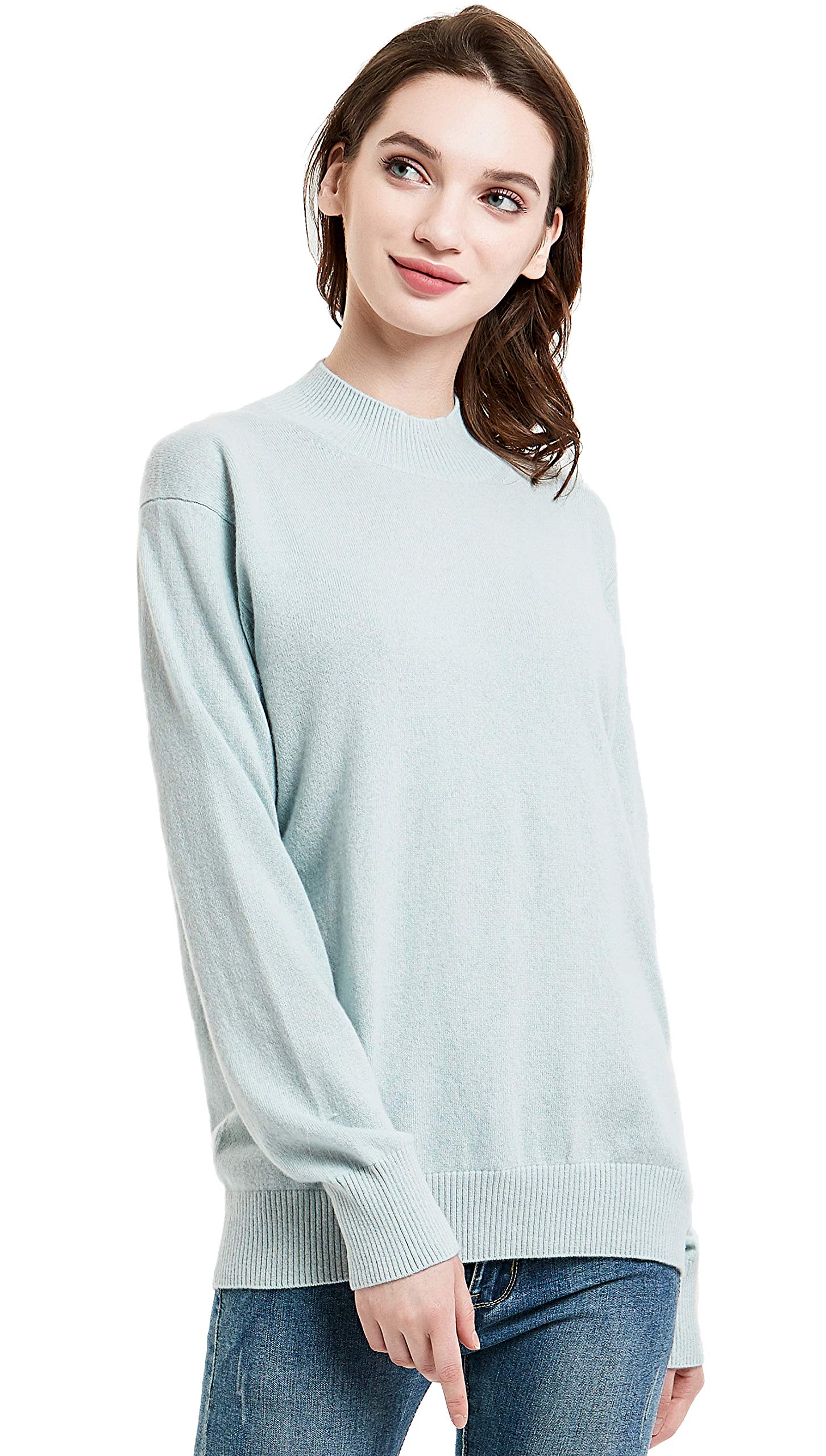 100% Pure Cashmere Women's Mock Neck Pullover Sweater - Soft & Warm Winter Knit Top for Office, Travel & Casual Outfits