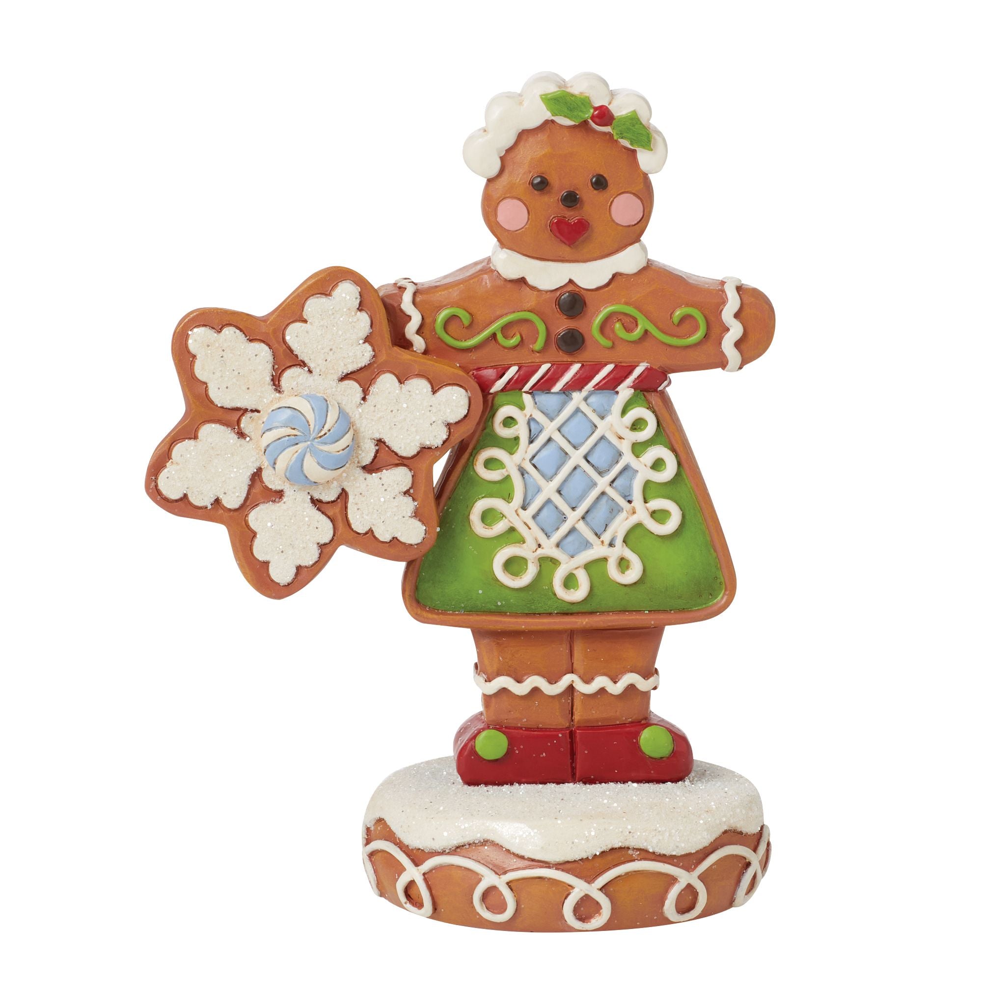 Gingerbread Girl Christmas Figurine - Festive Holiday Decor for Home, Tree, and Tabletop - Perfect for Christmas Decorations, Gifts, and Baking Party Centerpieces