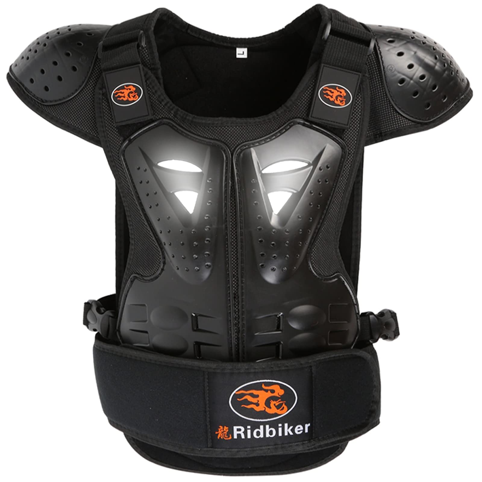 **Kids Motocross Chest Protector - Dirt Bike Body Armor Vest for Motorcycle Riding Gear - Black, Large - Ideal for Off-Road Racing & Youth MX Training**