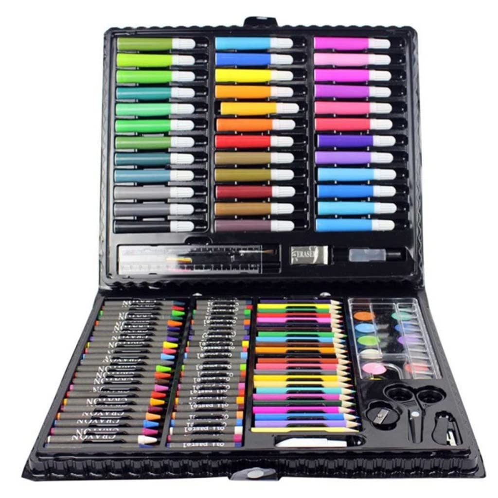 JEONSWOD 150-Piece Kids Art Set with Watercolor Pens, Crayons & Oil Pastels - Complete Drawing Kit for Children's Creative Projects, School Supplies & DIY Crafts