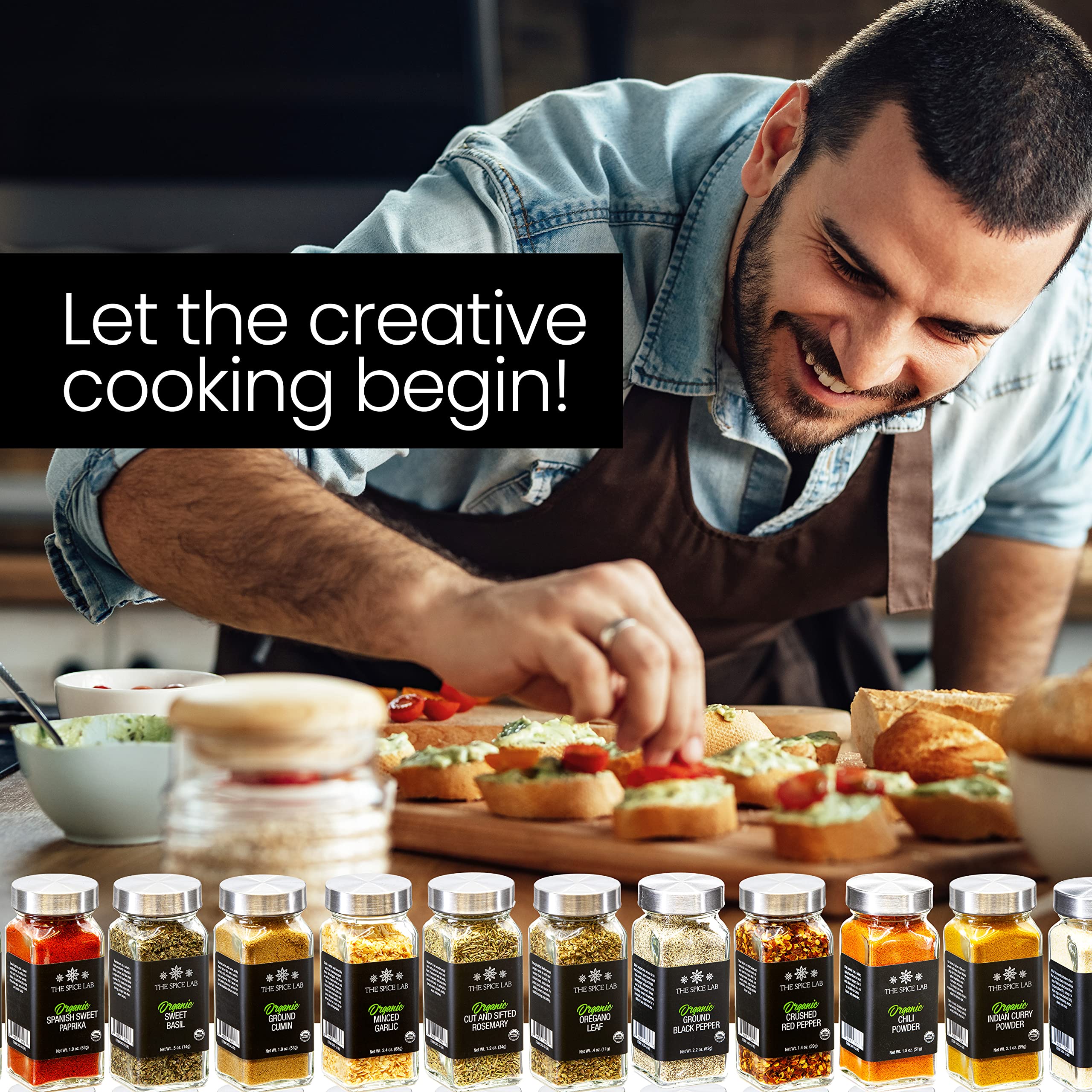 The Spice Lab Organic Spices and Seasonings Set - 30 Jar Premium Spice Kit Variety Pack for BBQ, Grilling & Cooking - Ultimate Culinary Gift Set for Home Chefs & Food Lovers - Perfect for Kitchen, Camping & Gourmet Cooking