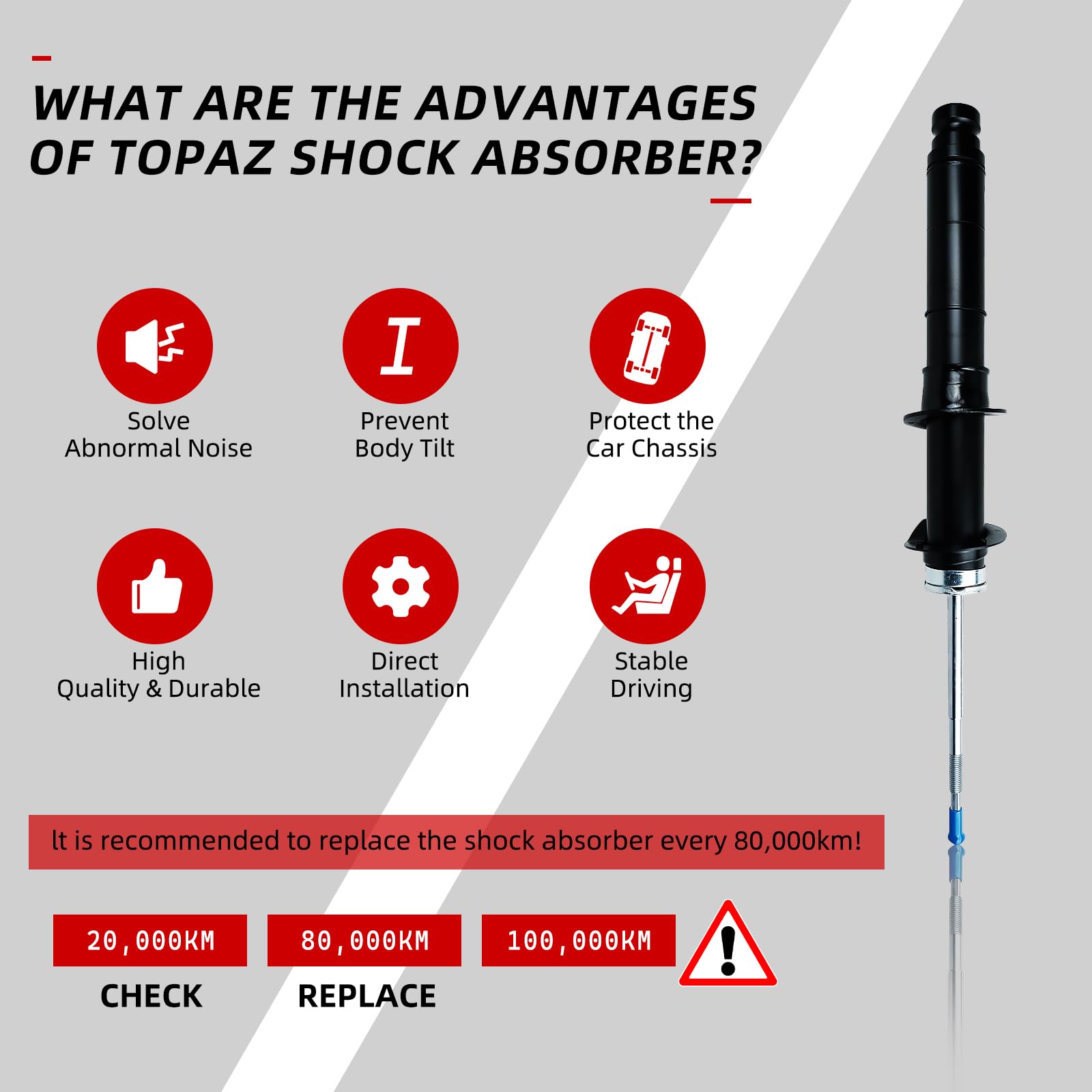 Topaz 22227648 Pair Front Air Shock Absorbers & Struts - Compatible with Cadillac SRX Base 3.6L 4.6L (2004-2009) | Smooth Ride & Enhanced Stability for Highway & Off-Road Driving