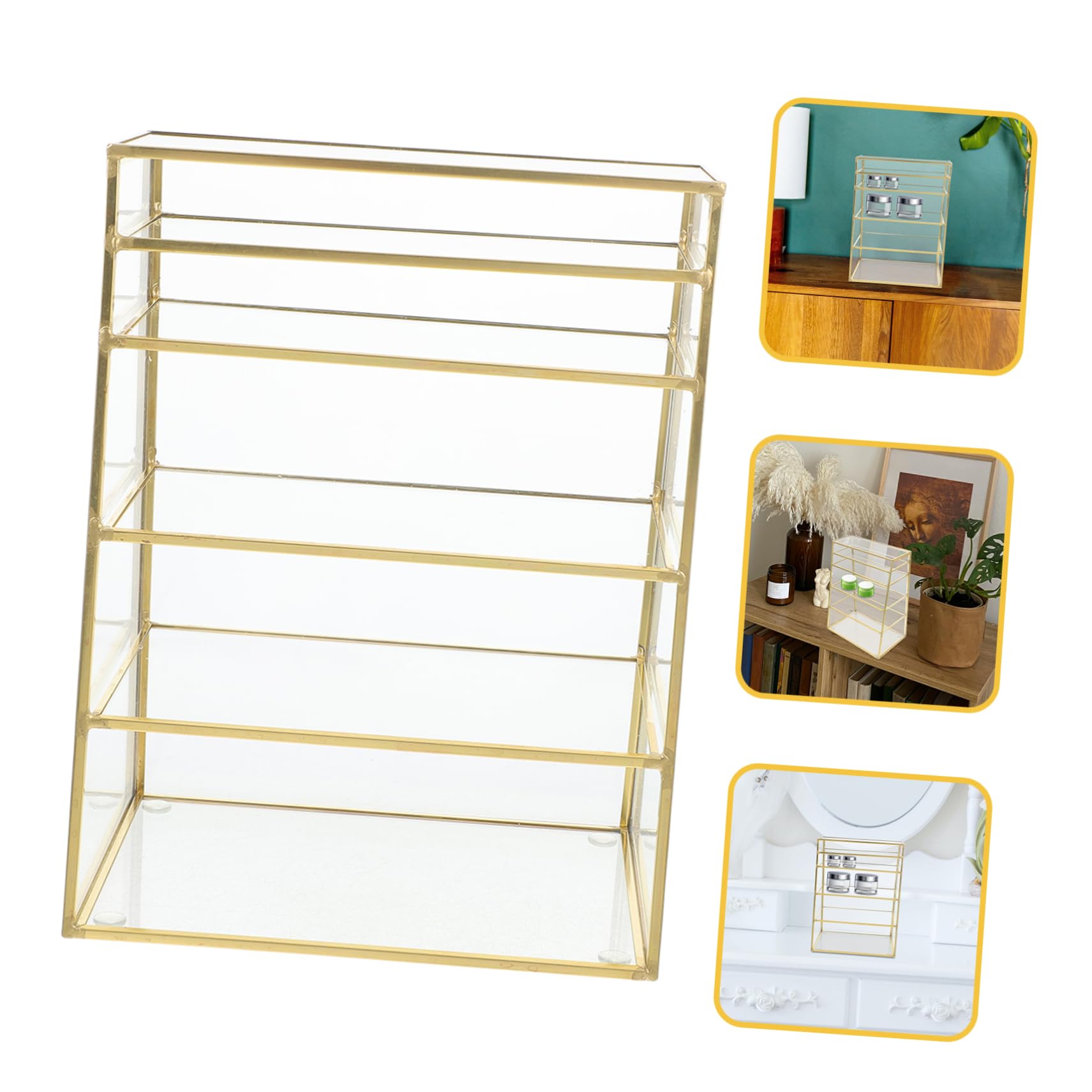 5-Tier Mirrored Makeup Organizer with Glass Shelves - Lipstick & Cosmetic Storage Box, Vanity Tower for Powder, Brushes & Beauty Products | Perfect for Bathroom Counter, Dressing Table & Bedroom Decor
