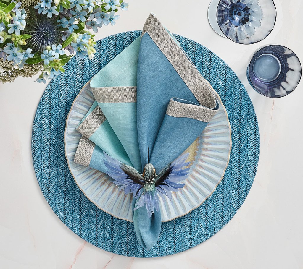 Premium Herringbone Pattern Placemats Set of 4 - Waterproof & Heat Resistant Table Mats for Dining, Kitchen, and Holiday Decor