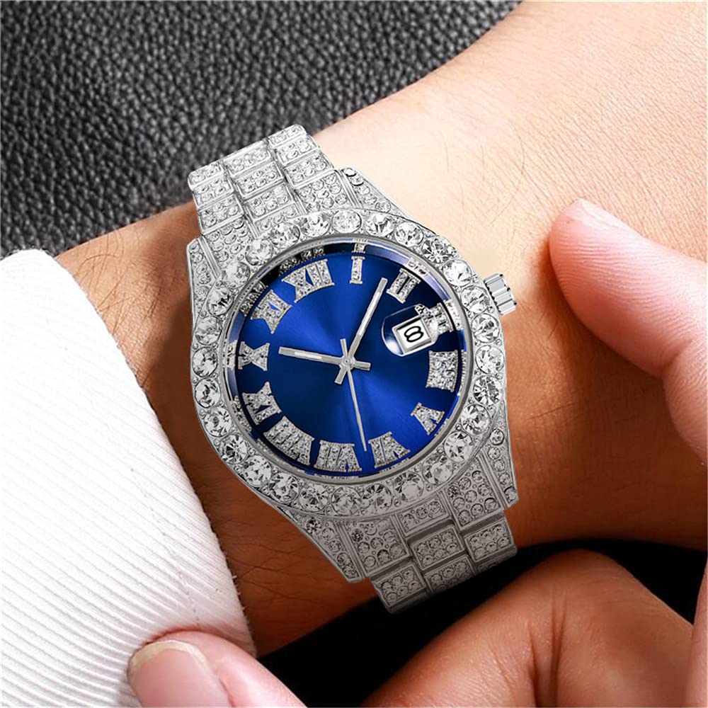 SENRUD Crystal Diamond Watch for Men & Women - Stainless Steel Quartz Analog Wristwatch for Daily Wear