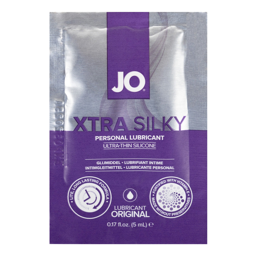 JO Xtra Silky Ultra Thin Silicone Lubricant - 5ml Single Use Sachet Pack - Perfect for Personal Intimacy, Massage & Sensual Enhancement