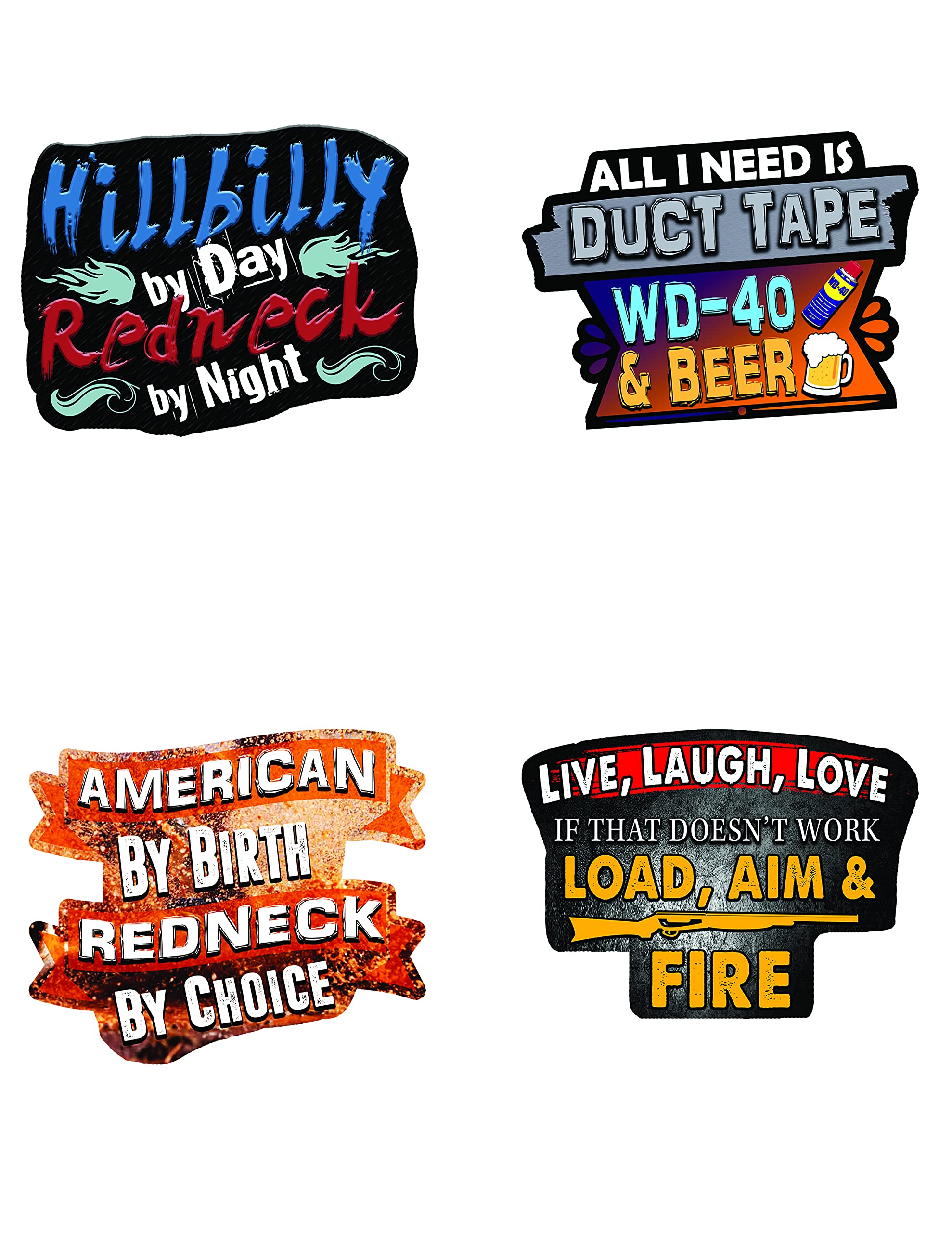 Redneck Stickers Pack of 24 - Waterproof Vinyl Decals for Trucks, Coolers & Party Decor - Funny Southern Pride Decoration for Tailgating, Hunting & Country Lifestyle
