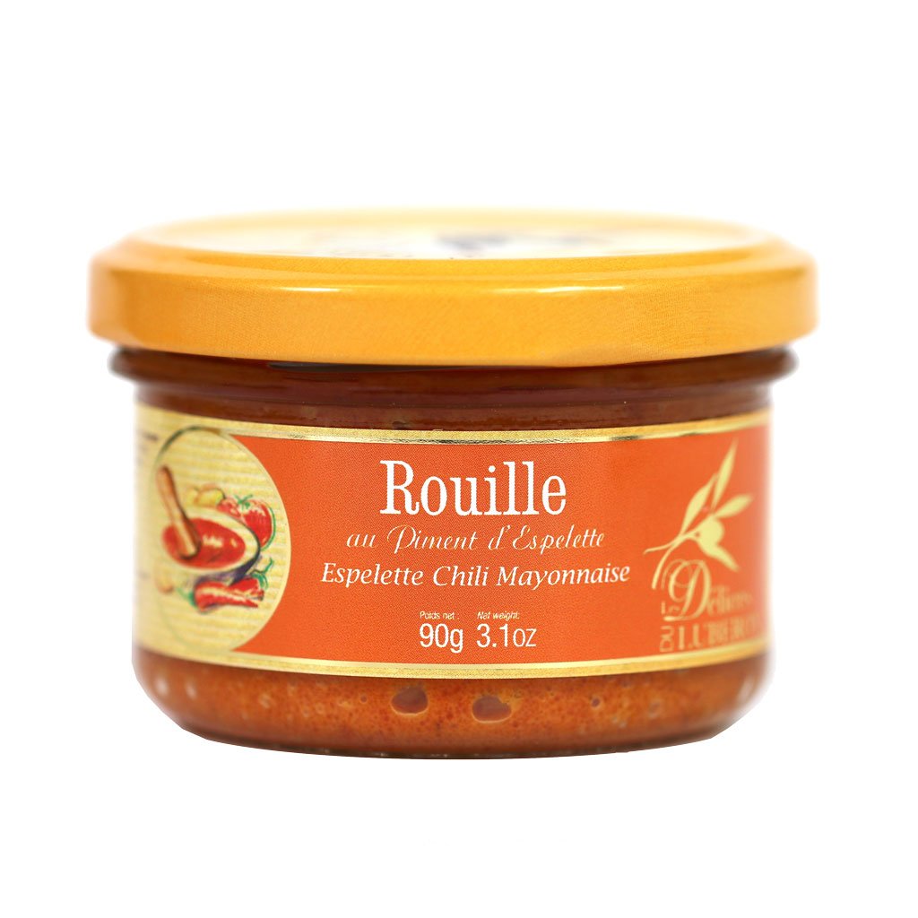 Delices du Luberon Rouille Sauce with Espelette Pepper - Authentic French Seafood Sauce - 90g Jar - Perfect for Seafood Dishes, Paella & Mediterranean Cuisine