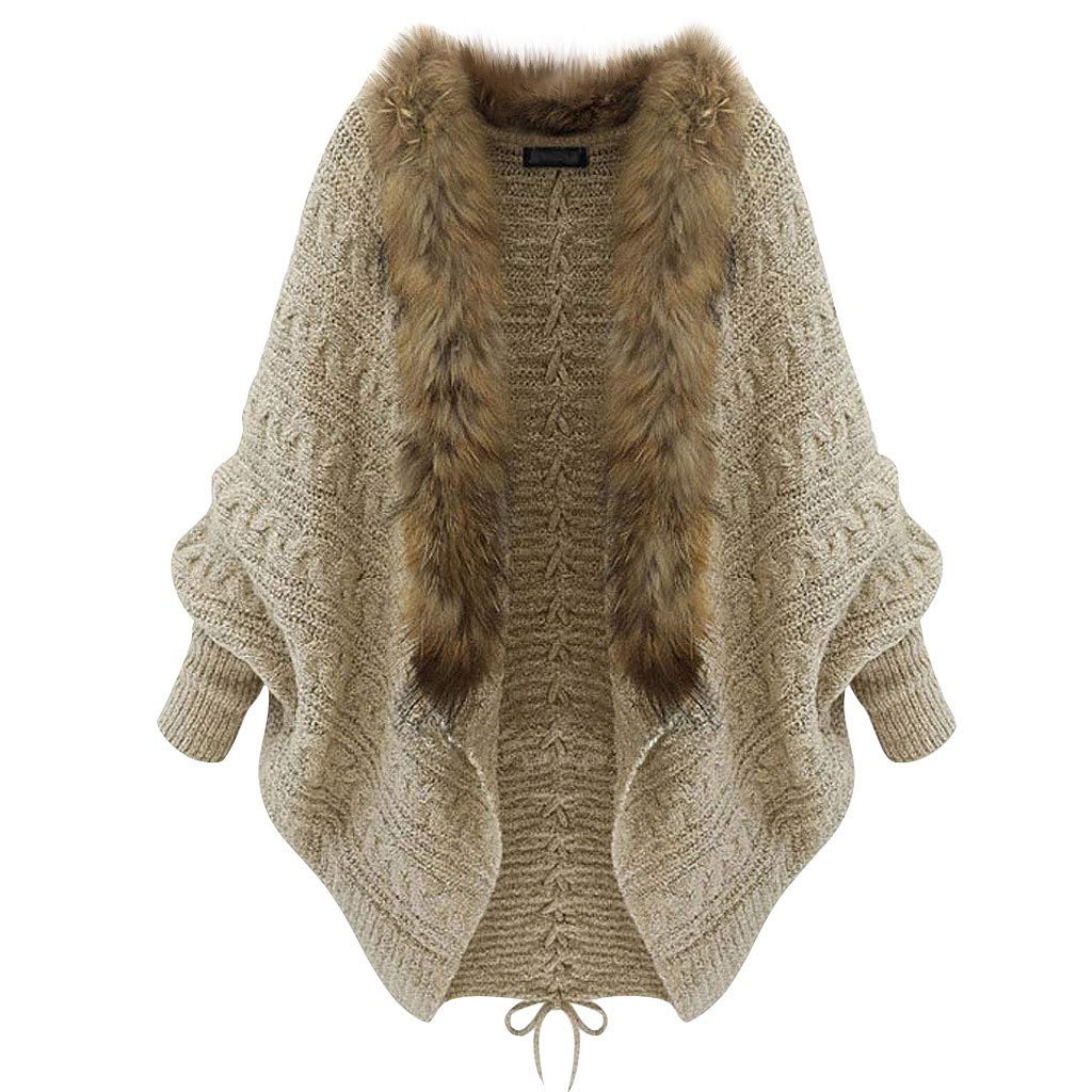 Warm Knit Cardigan for Women - Loose Batwing Sweater Top - Cozy Winter Coat for Elderly Ladies | Perfect for Casual Outings, Office Wear & Relaxing at Home
