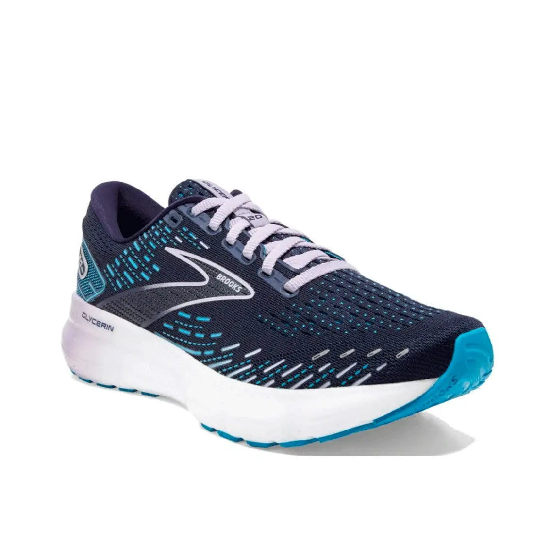 Women's Brooks Glycerin 20 Running Shoes (Wide Width) - Peacoat/Ocean/Lilac Color - Premium Cushioned Sneakers for Jogging, Walking & Gym Workouts