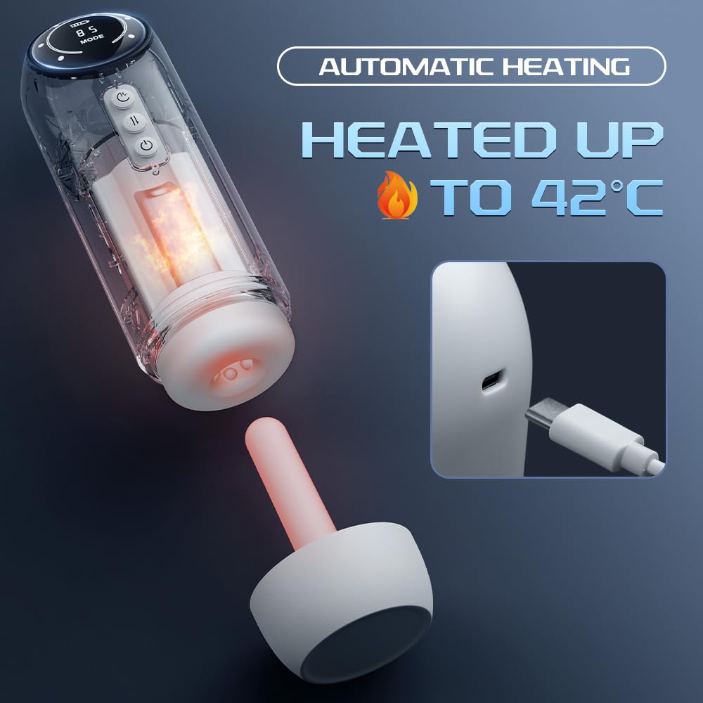 Automatic Male Masturbator - Upgraded Electric Penis Pump with 4 Sucking & Thrusting Modes, Heating Sleeve for Enhanced Pleasure | Adult Sex Toy for Men, Penis Enlarger & Blowjob Simulator | Perfect for Solo Play, Couples Fun & Discreet Home Use