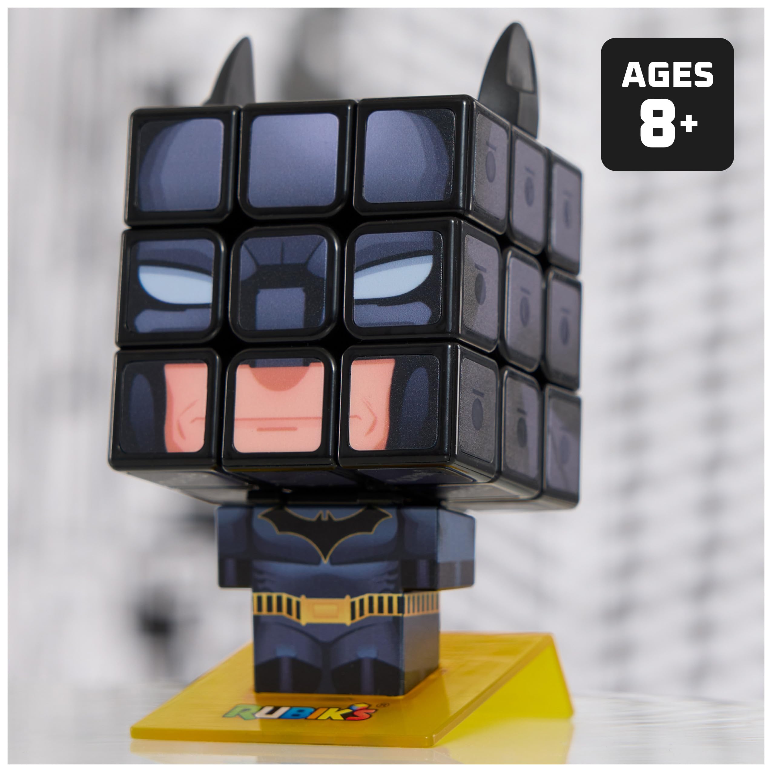 Batman Rubik's Cube - DC Comics Collectible Fidget Puzzle Toy & Desk Decor | Challenging Brain Teaser for Kids & Adults | Perfect for Easter Gifts, Office Stress Relief & Batman Fans (Ages 8+)
