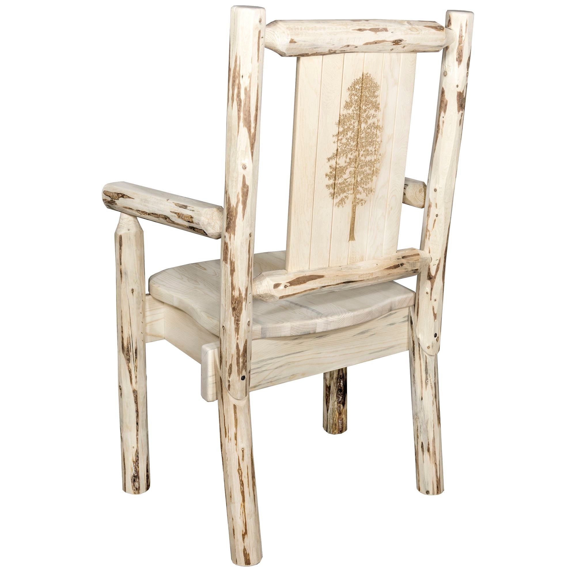 Montana Captain's Chair with Laser Engraved Design - Durable Wooden Office Chair for Home & Office - Perfect for Executive Desks, Gaming Setups & Study Rooms
