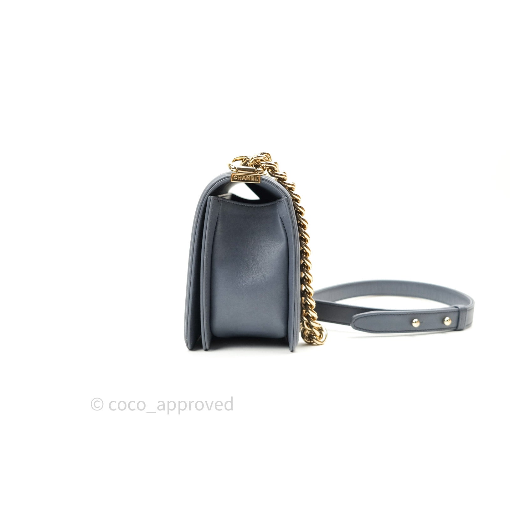 Chanel Boy Chevron Medium Grey Calfskin Bag with Light Gold Hardware - Luxury Shoulder Bag for Women, Perfect for Parties, Dates & Evening Events