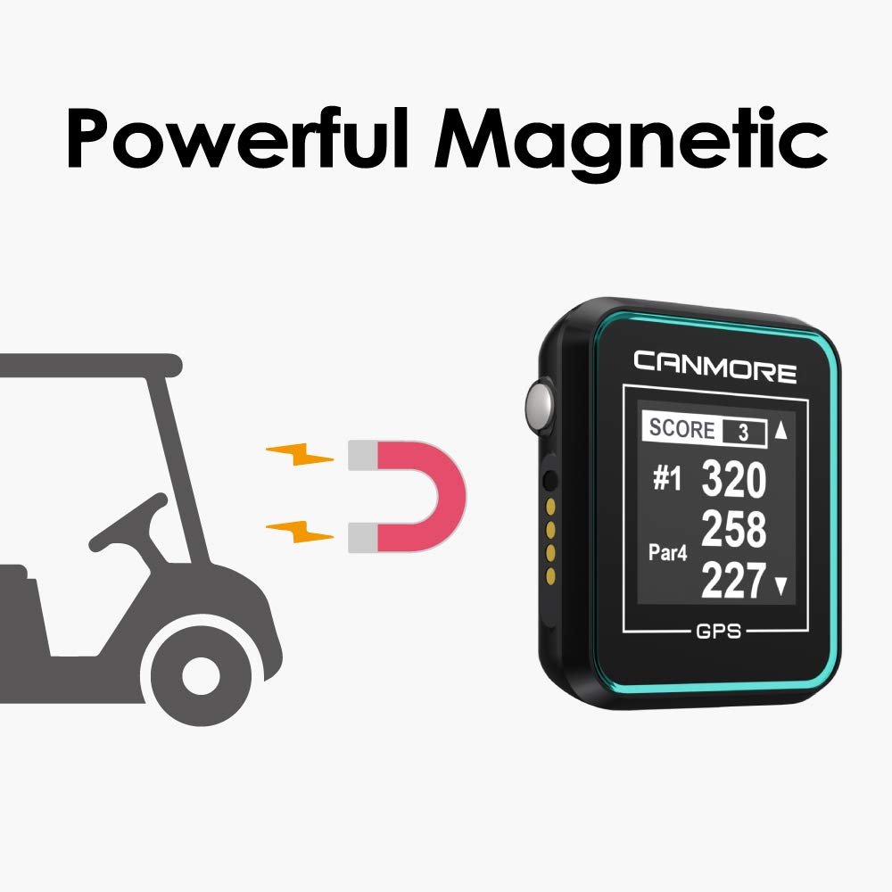 CANMORE H300 Handheld GPS Golf Rangefinder - Accurate Shot Distance & Yardage Measurement, 41,000 Preloaded Worldwide Golf Courses, Lightweight Golf GPS Device with Magnetic Cart Clip (Turquoise) - Perfect for On-Course Distance Tracking & Golf Cart Accessory