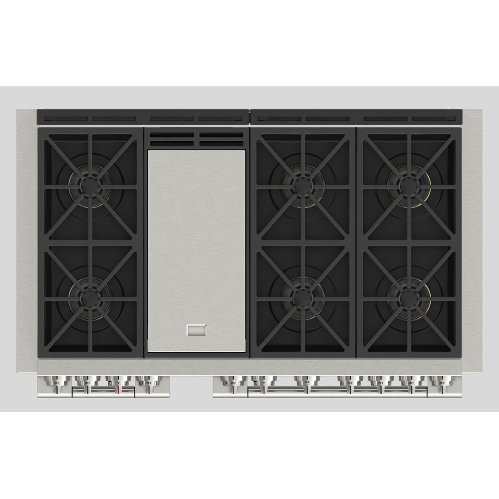 Fulgor Milano 48-inch 600 Series Dual Fuel Range with 6 Burners & Stainless Steel Trilaminate Griddle (F6PDF486GS1) - Professional Gas Stove for Home Chefs & Commercial Kitchens