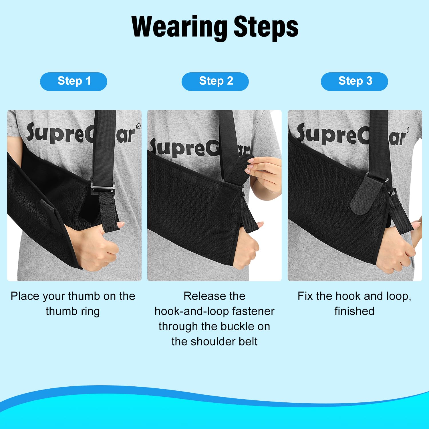 Supregear Arm Sling - Adjustable Shoulder Support Brace for Men & Women, Lightweight Mesh Shoulder Immobilizer for Rotator Cuff Injury, Broken Arm or Fractured Bones (Fits Left & Right Arm) - Ideal for Post-Surgery Recovery, Sports Injuries & Daily Comfort