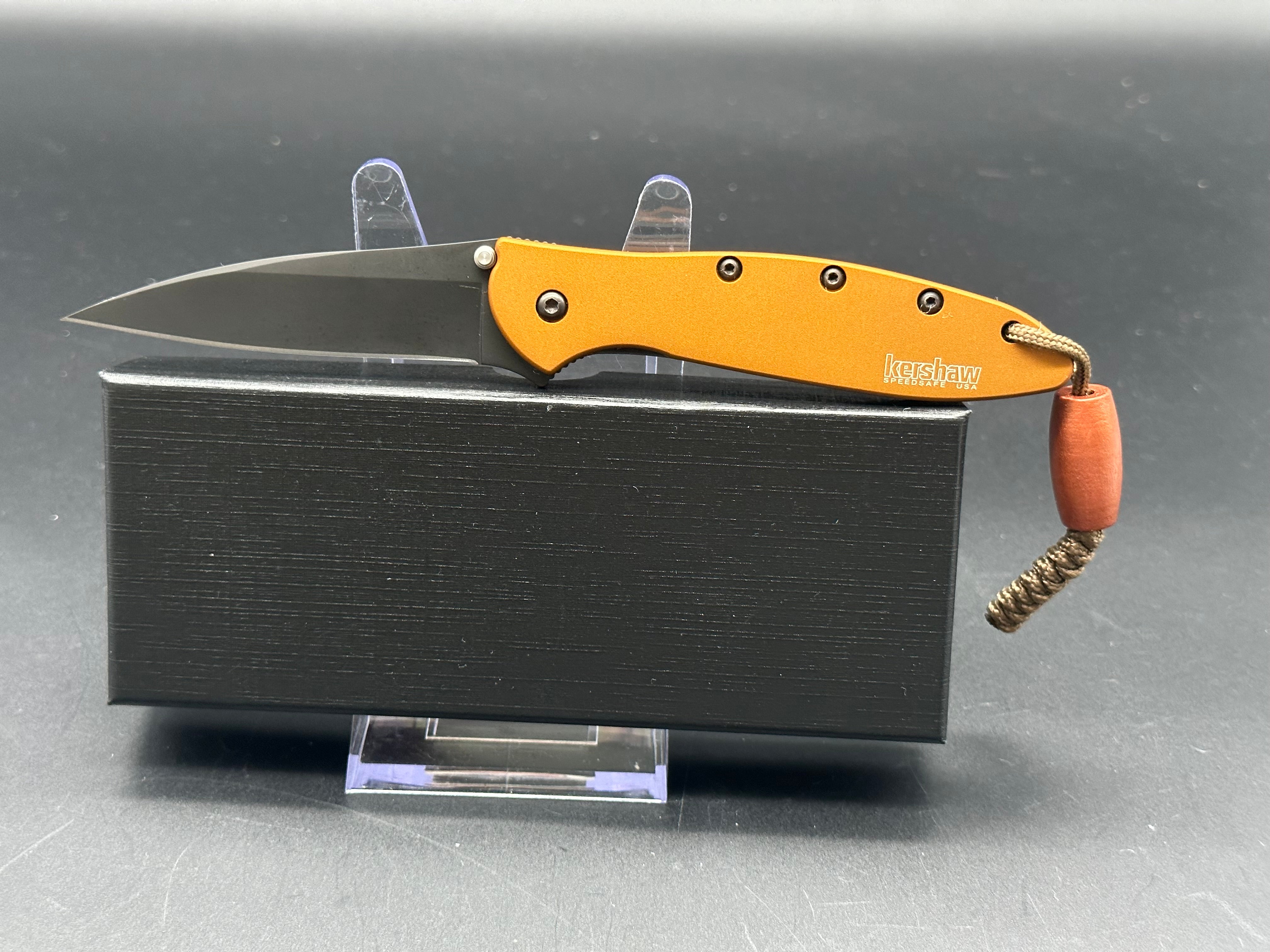 Kershaw Leek 1660 BRZBLK Folding Knife - Bronze Aluminum Scales, Razor Sharp EDC Pocket Knife for Outdoor, Camping, and Everyday Carry