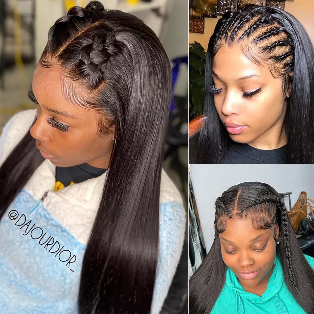 30 Inch Straight HD Lace Front Wig Human Hair - Pre Plucked 13x4 Lace Frontal - 180% Density Brazilian Hair - Glueless Transparent Lace Wig for Black Women - Perfect for Daily Wear, Parties & Special Occasions