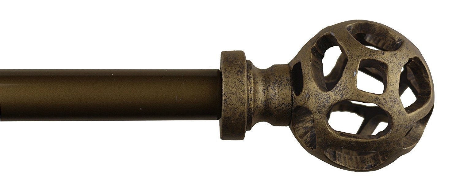 1 Inch Diameter Viking Ball Adjustable Single Drapery Curtain Rod - Heavy Duty Window Treatment for Living Room, Bedroom & Home Decor