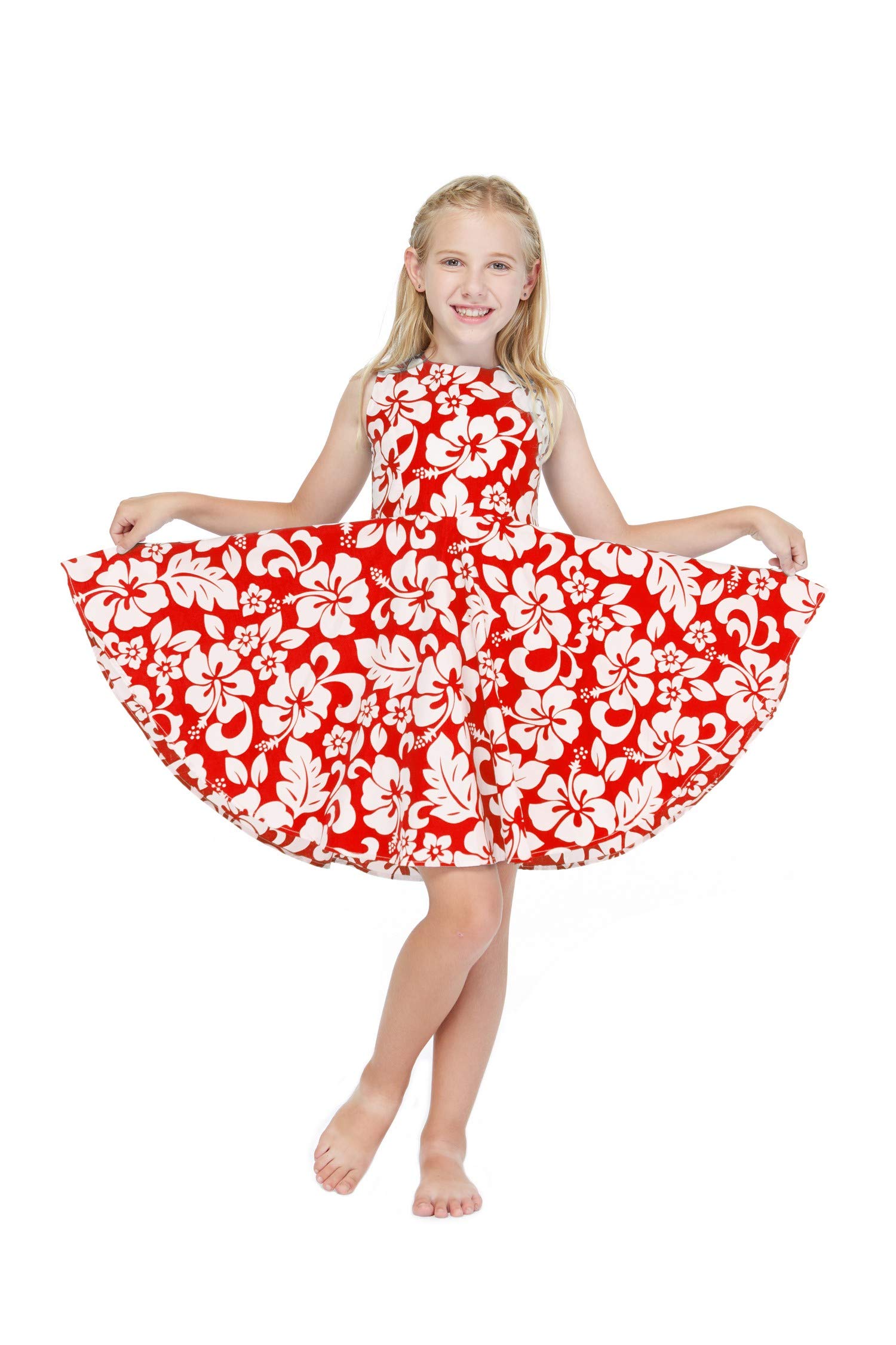 Vintage Hawaiian Luau Dance Shirts for Father and Daughter - Matching Classic Hibiscus Print Aloha Shirts for Father's Day, Family Vacation & Tropical Themed Parties