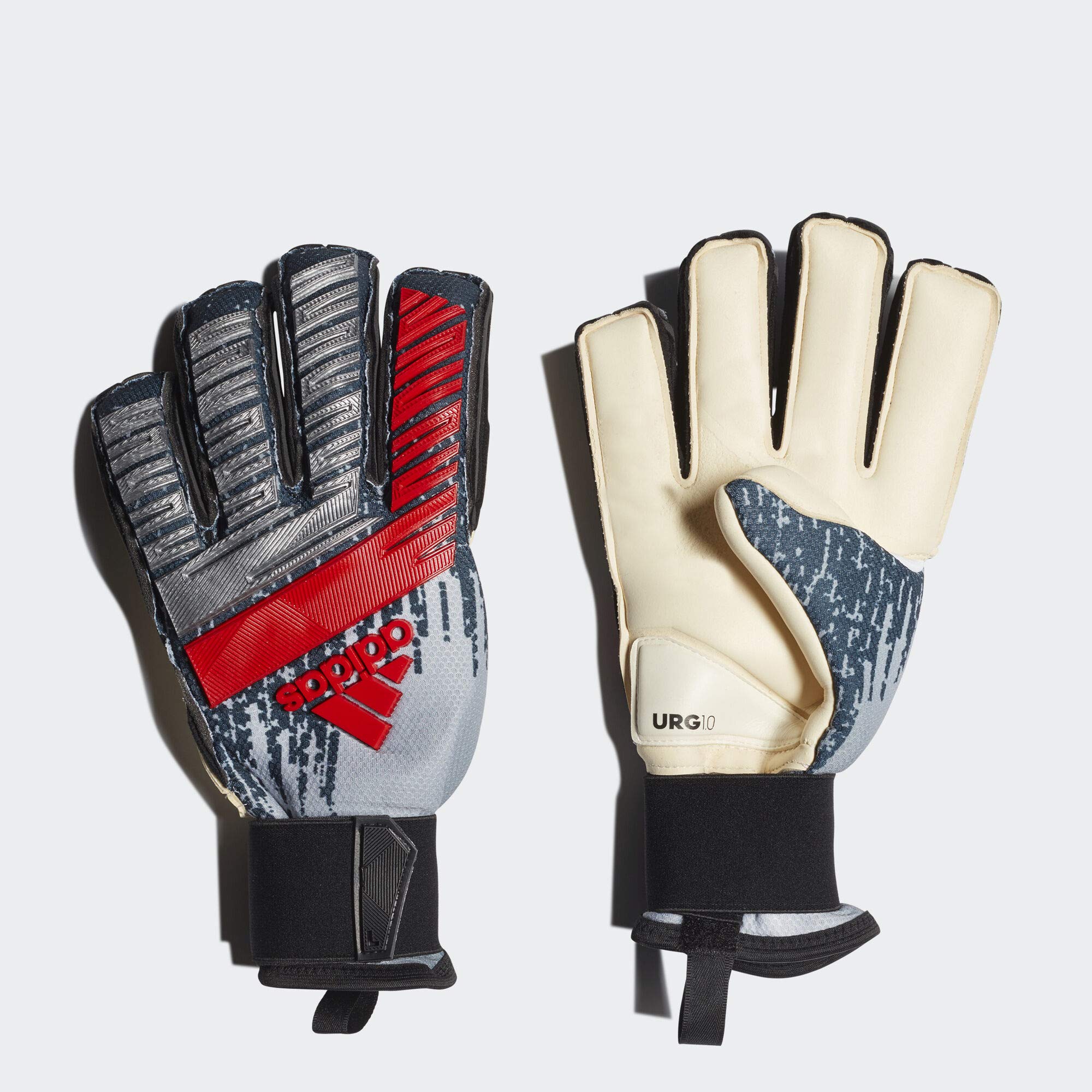 Adidas Predator Pro Fingersave Goalkeeper Gloves - Silver/Red, Size 7 | Professional Soccer Goalie Gloves for Training & Matches | Perfect for Youth & Adult Goalkeepers