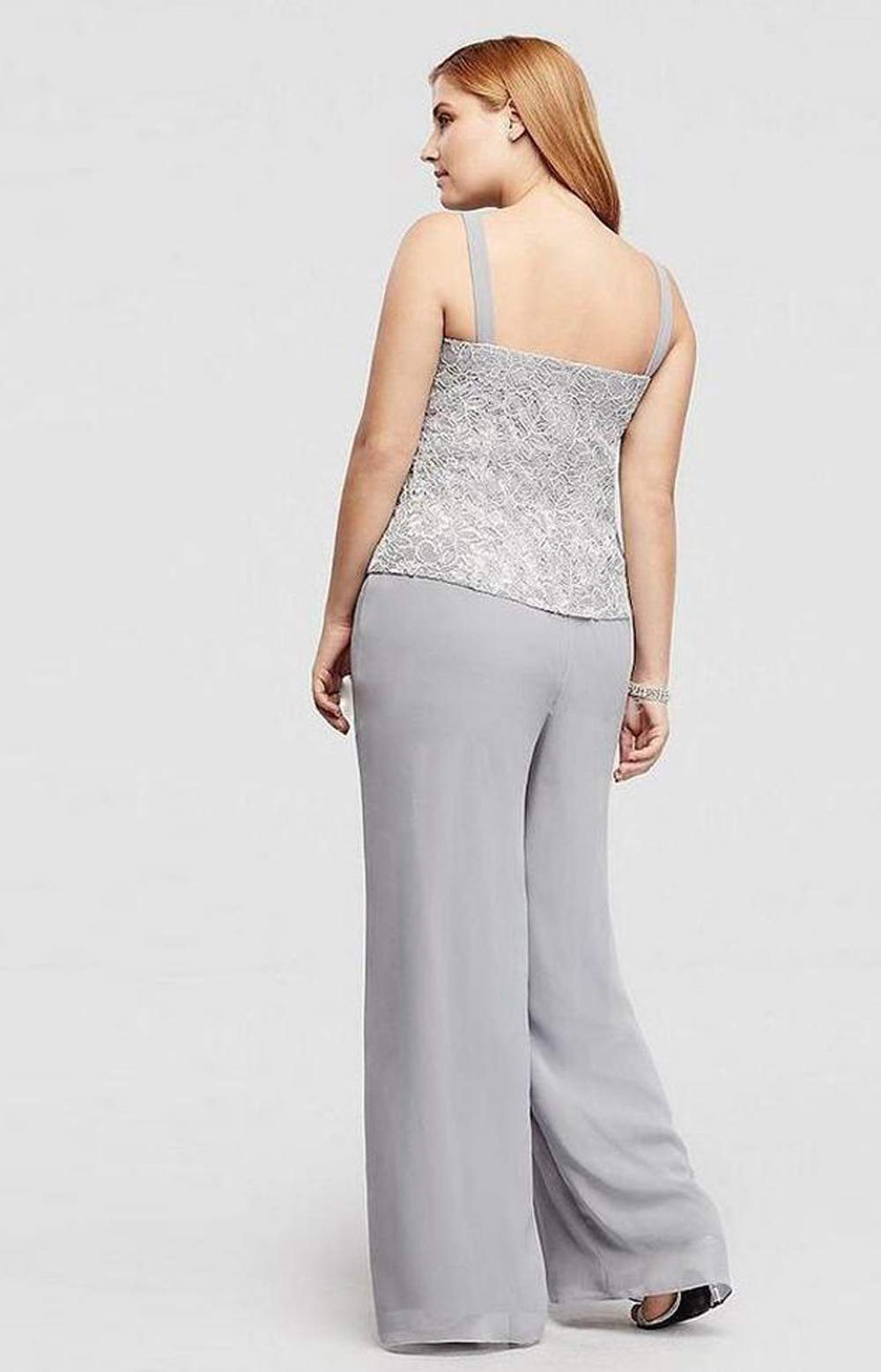 3-Piece Mother of The Bride Pant Suit Set - Spaghetti Strap Lace & Chiffon Women's Outfit - Plus Size Formal Wear for Weddings, Parties & Special Occasions