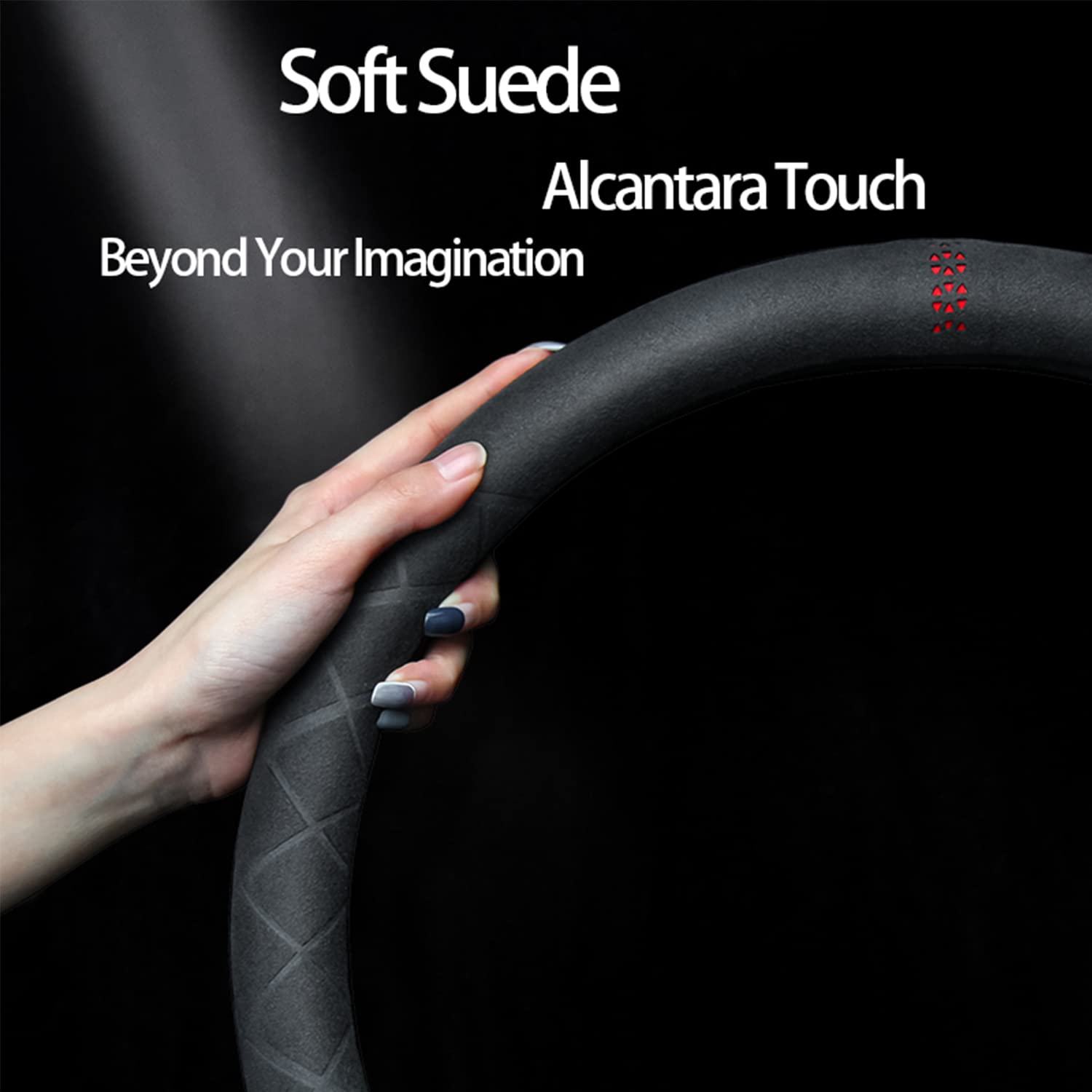 Premium Suede D-Shape Steering Wheel Cover - Non-Slip Leather Grip for Subaru WRX | 15 Inch Sporty Car Interior Upgrade | Perfect for Men & Women | Great for Daily Commutes & Road Trips