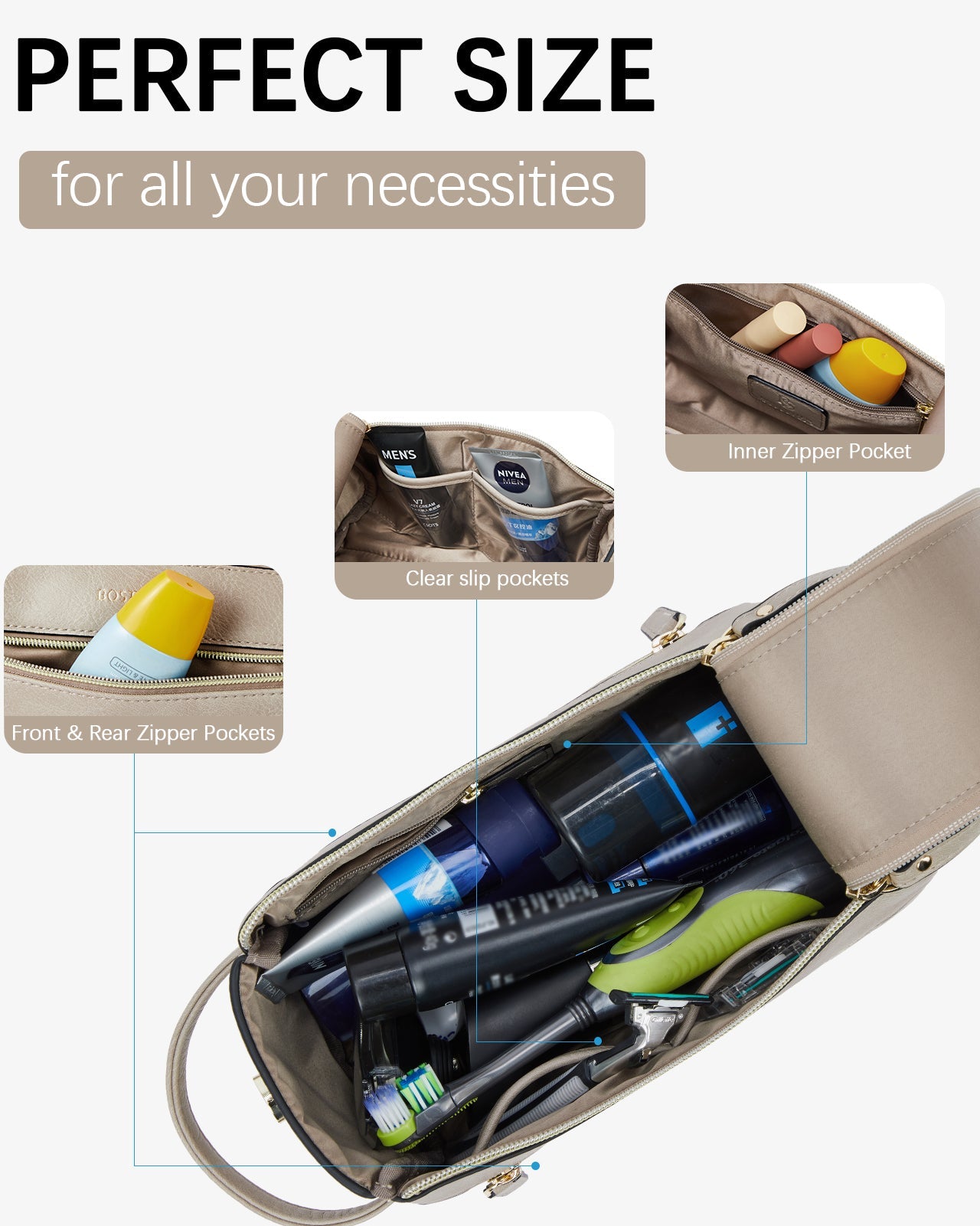 Stylish Travel Toiletry Bag for Women & Men - Waterproof Cosmetic Makeup Organizer | Perfect for Gym, Vacation & Business Trips