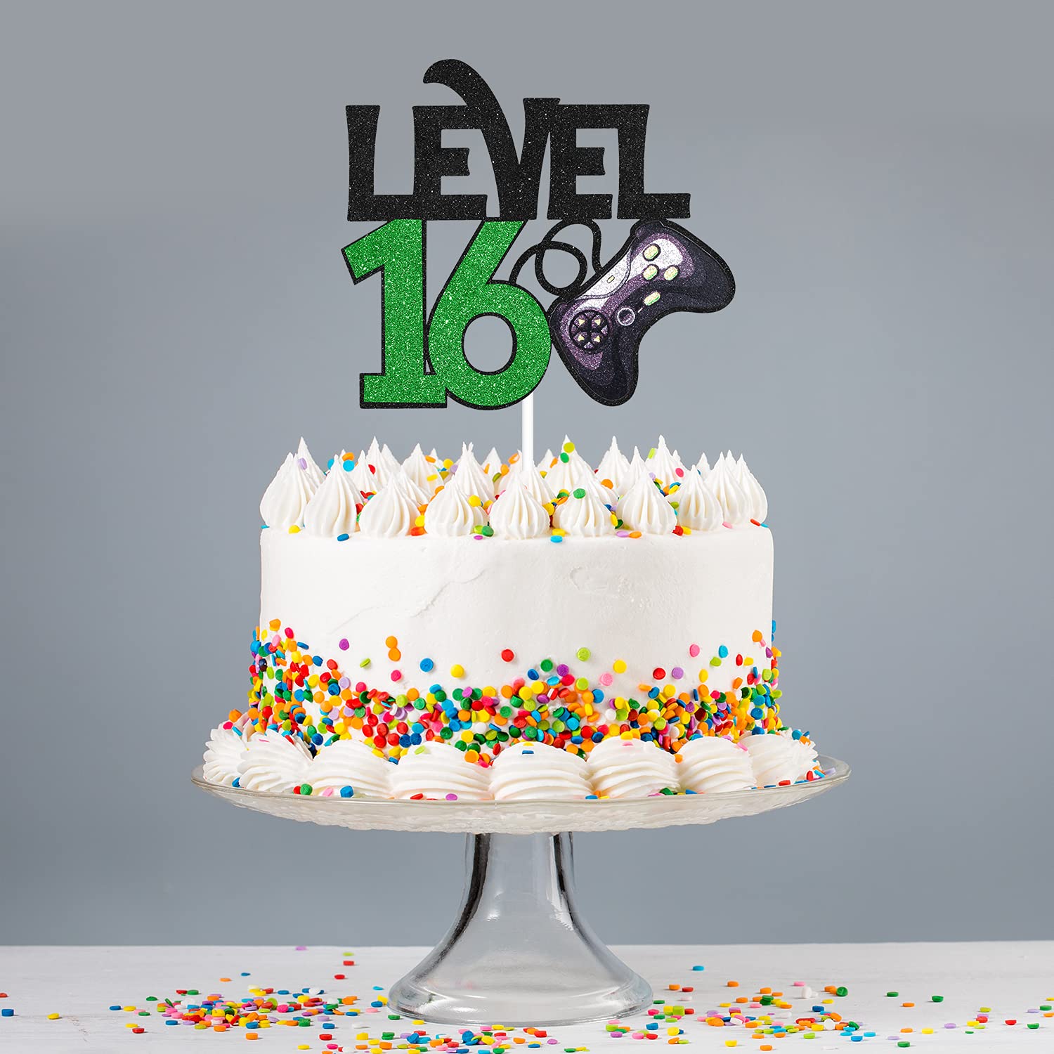 Level 16 Gaming Birthday Cake Topper - Video Game Themed 16th Birthday Party Supplies - 'Game On Winner' Cake Decoration for Boys - Perfect for Gaming Parties, Level Up Celebrations & Teen Birthday Cakes