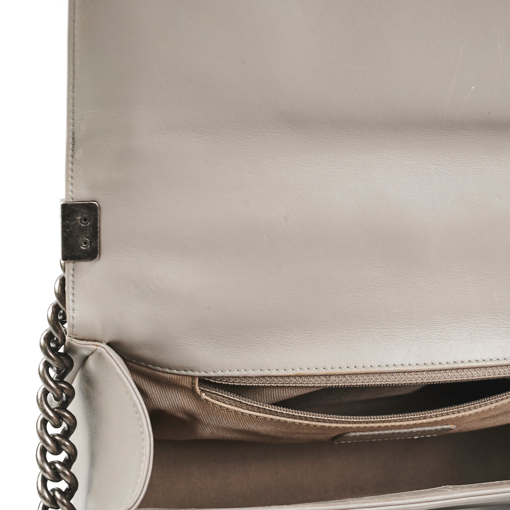 Chanel New Boy Lambskin Grey Leather Handbag - Luxury Designer Crossbody Bag for Women | Perfect for Evening Parties, Date Nights & Special Occasions