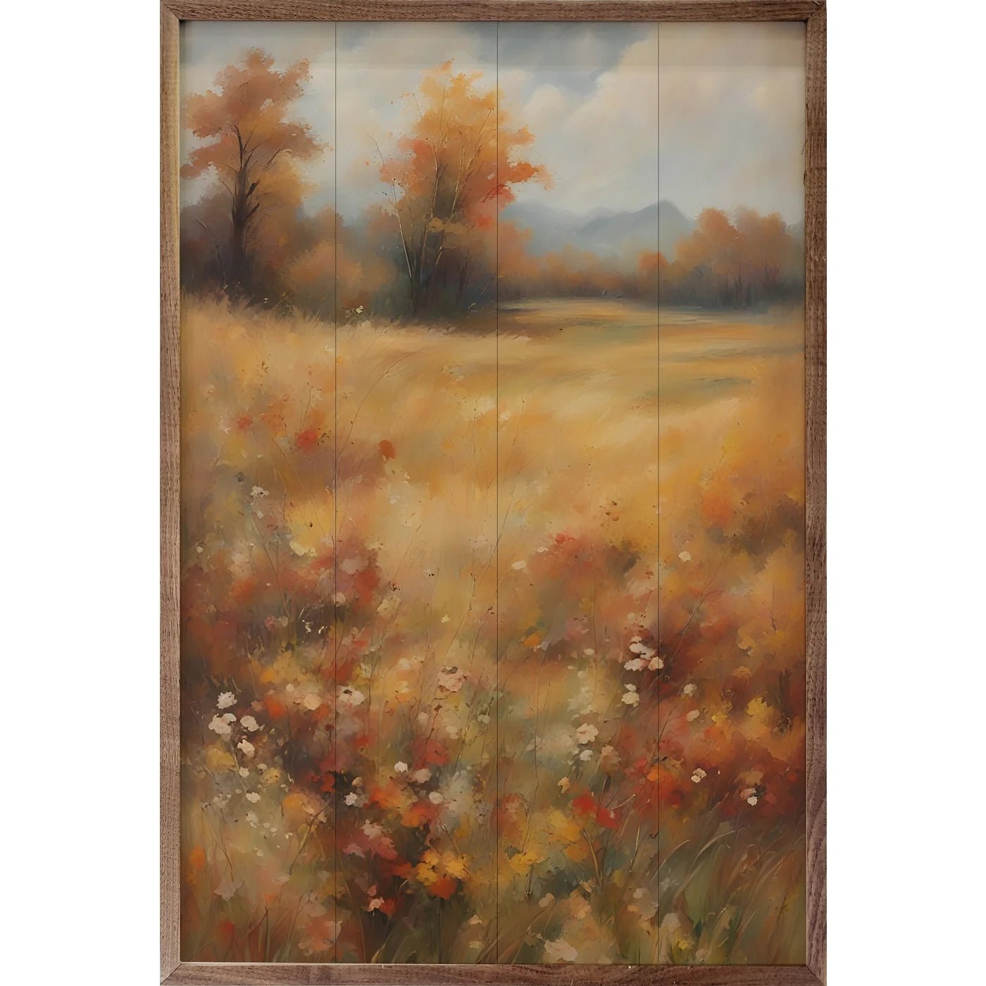 Autumn Landscape with Trees - Wood Framed Wall Art Print for Living Room, Bedroom & Office Decor