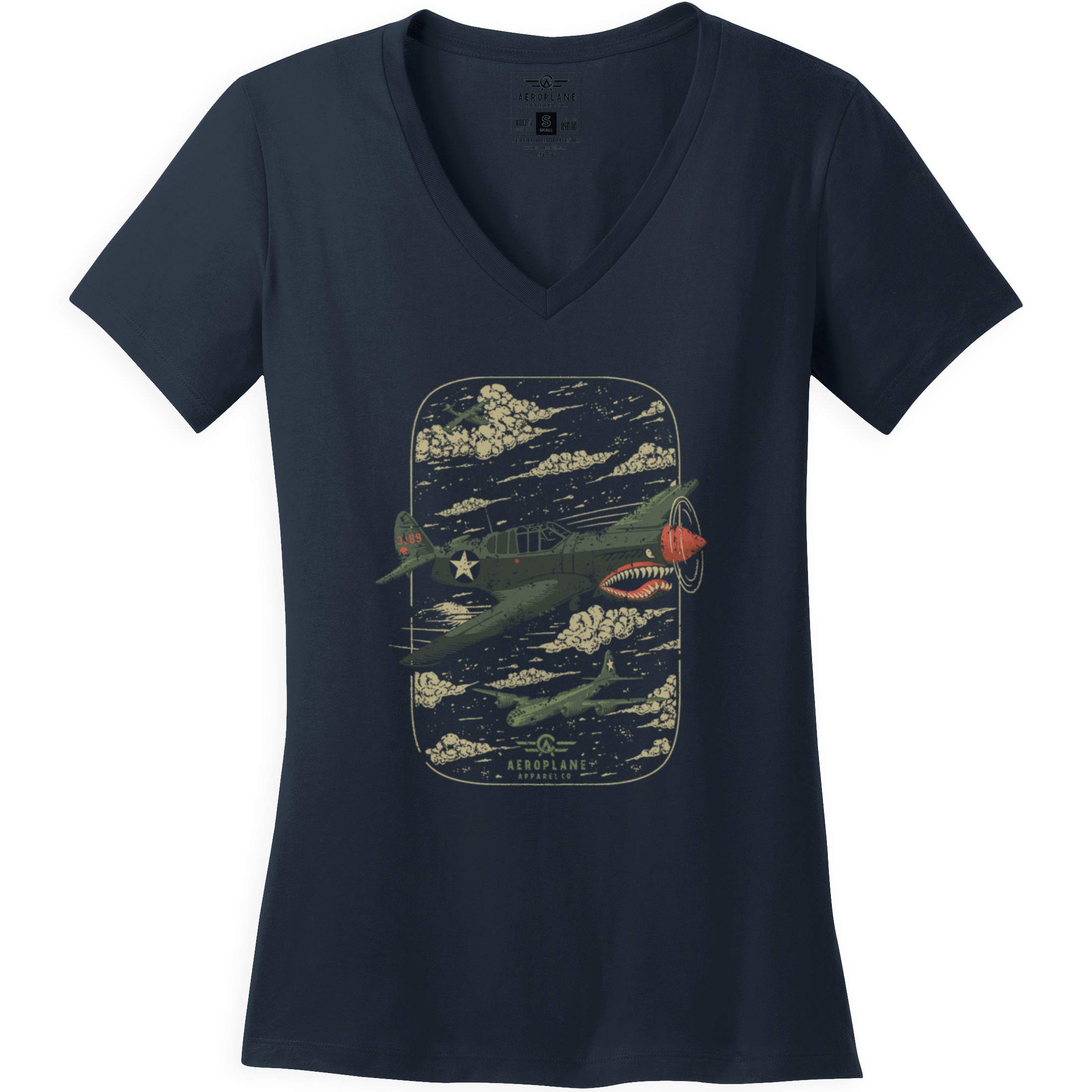Warhawk Aeroplane Apparel Co. Women's Vintage Aviation Graphic T-Shirt - Soft Cotton Tee for Casual Wear & Pilot Enthusiasts