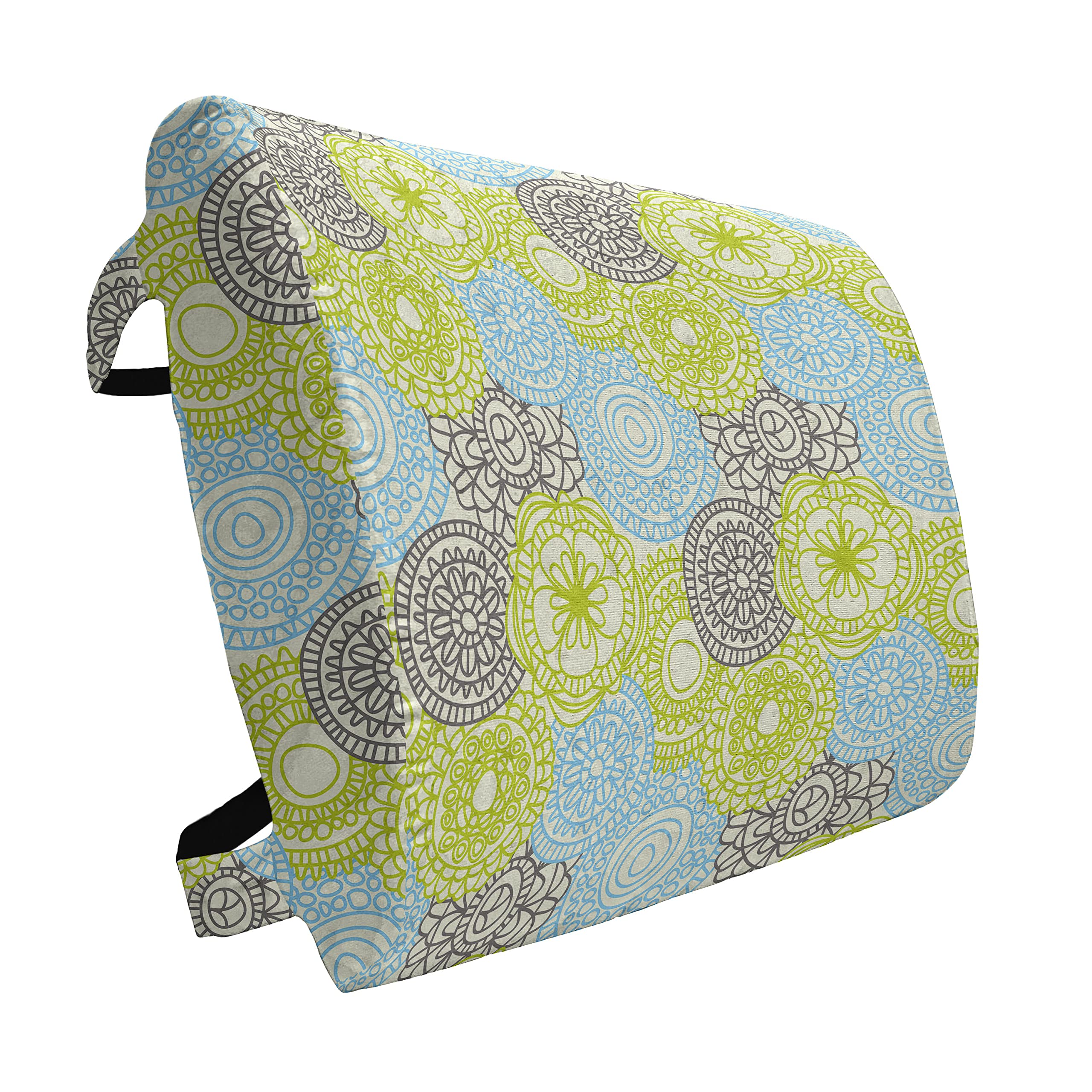 Ambesonne Floral Lumbar Support Pillow - Pastel Flowers Folk Style Cushion for Office Chair & Car Seat - High Density Foam Back Pain Relief - 14x13 Inch - Apple Green Aqua Grey - Perfect for Home Office, Long Drives & Posture Support